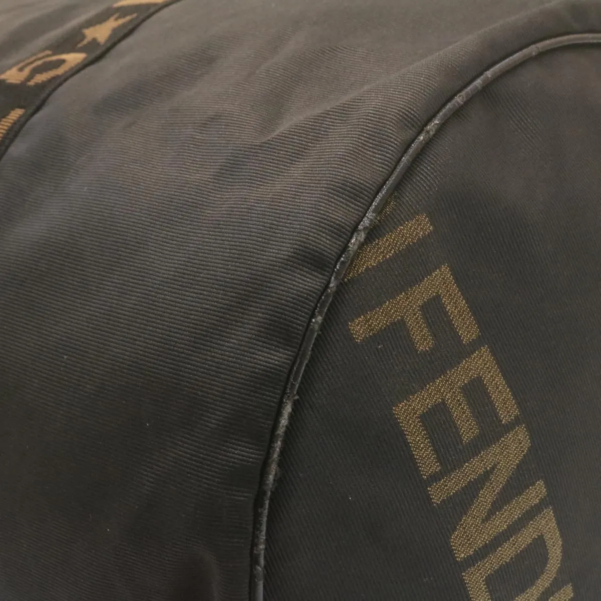 FENDI Boston Bag Nylon 2Way Black Auth am998g