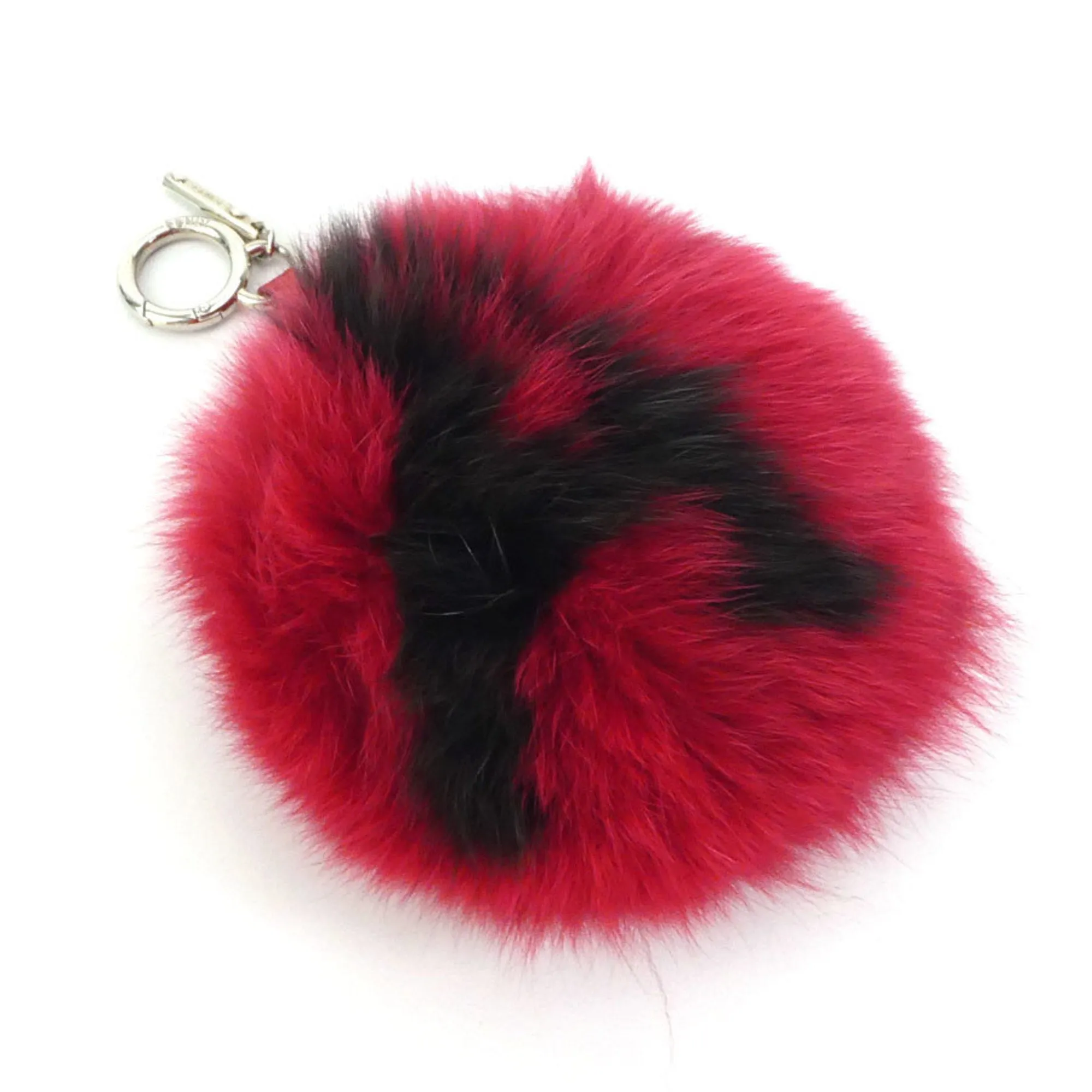 FENDI Charm Initial A Fur Red x Black Unisex