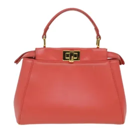 FENDI micro picaboo Hand Bag Leather 2way Orange  am3883