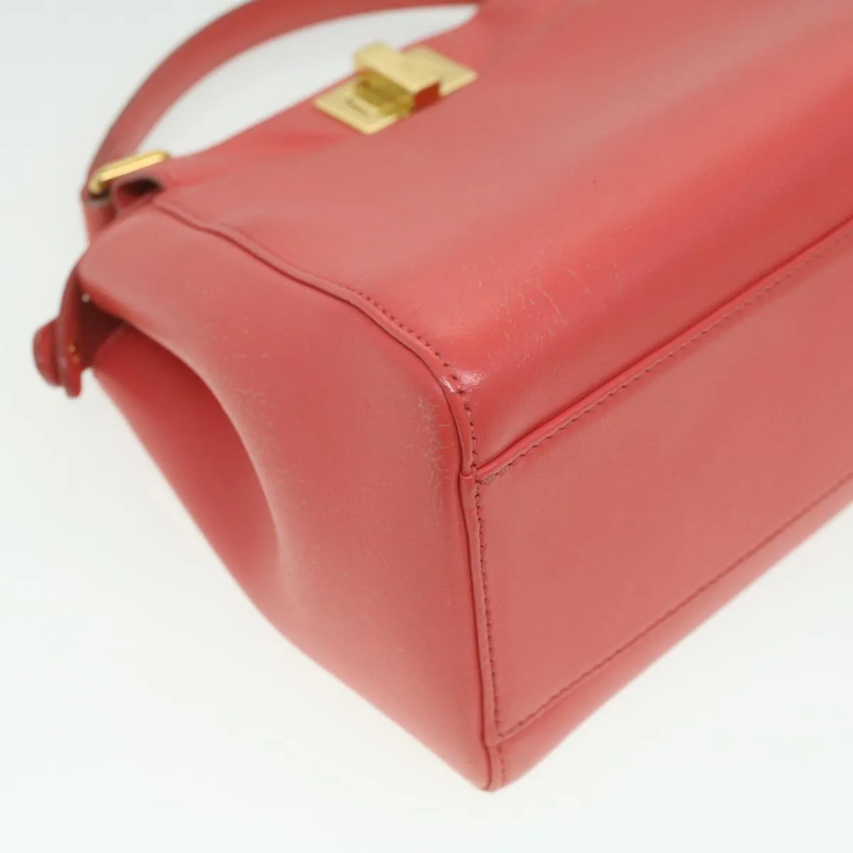 FENDI micro picaboo Hand Bag Leather 2way Orange  am3883
