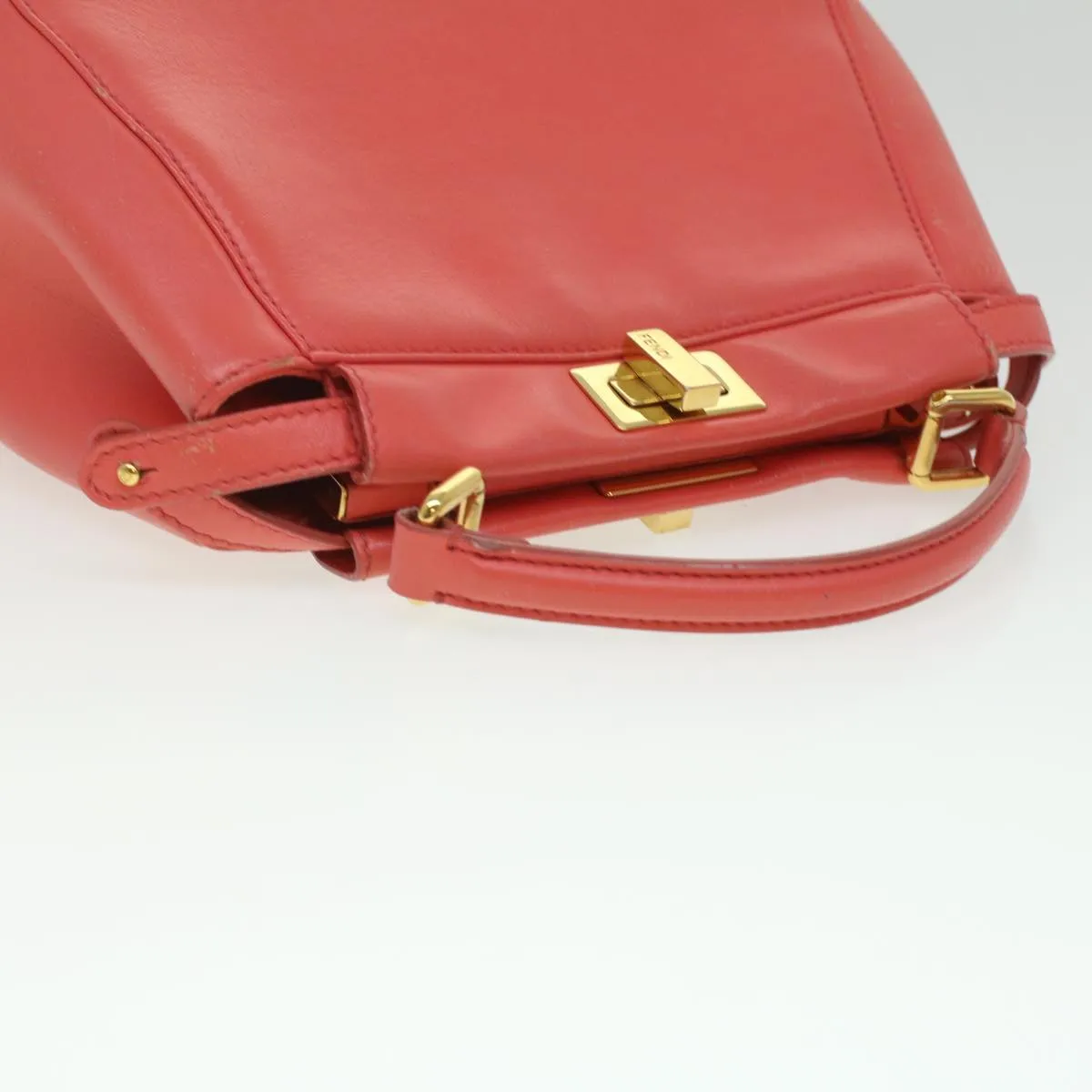 FENDI micro picaboo Hand Bag Leather 2way Orange  am3883