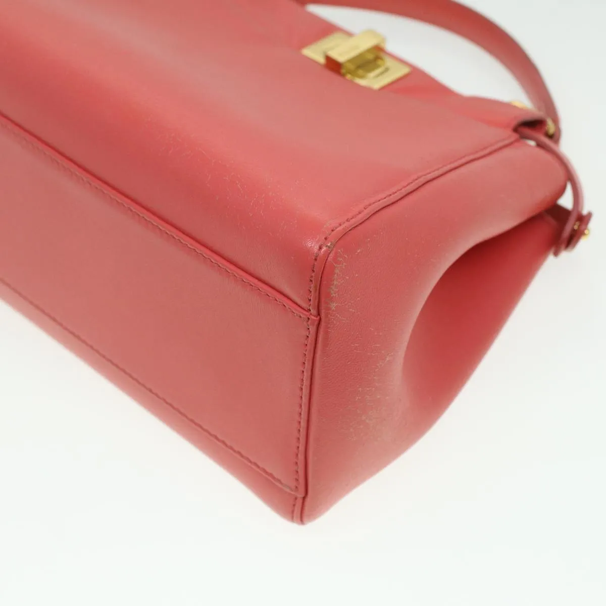 FENDI micro picaboo Hand Bag Leather 2way Orange  am3883