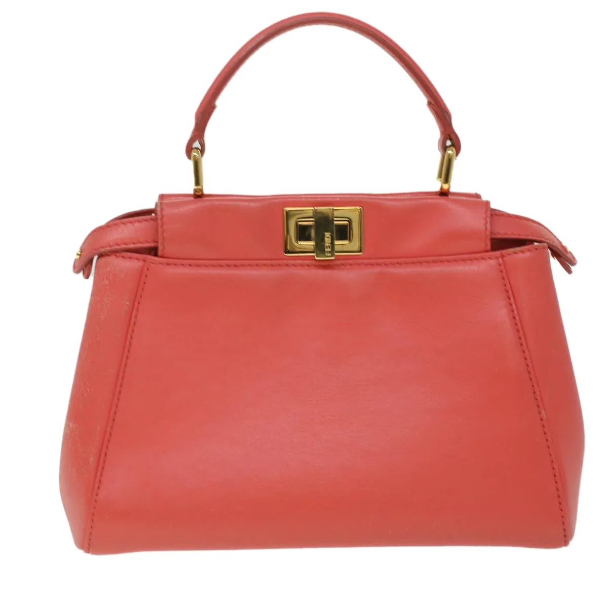 FENDI micro picaboo Hand Bag Leather 2way Orange  am3883