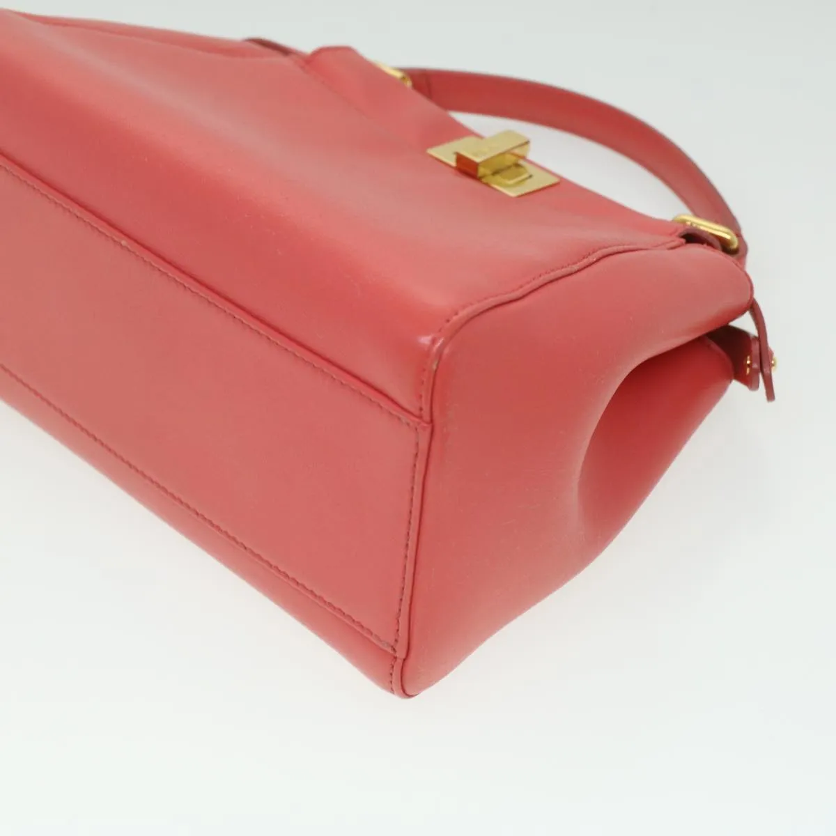 FENDI micro picaboo Hand Bag Leather 2way Orange  am3883