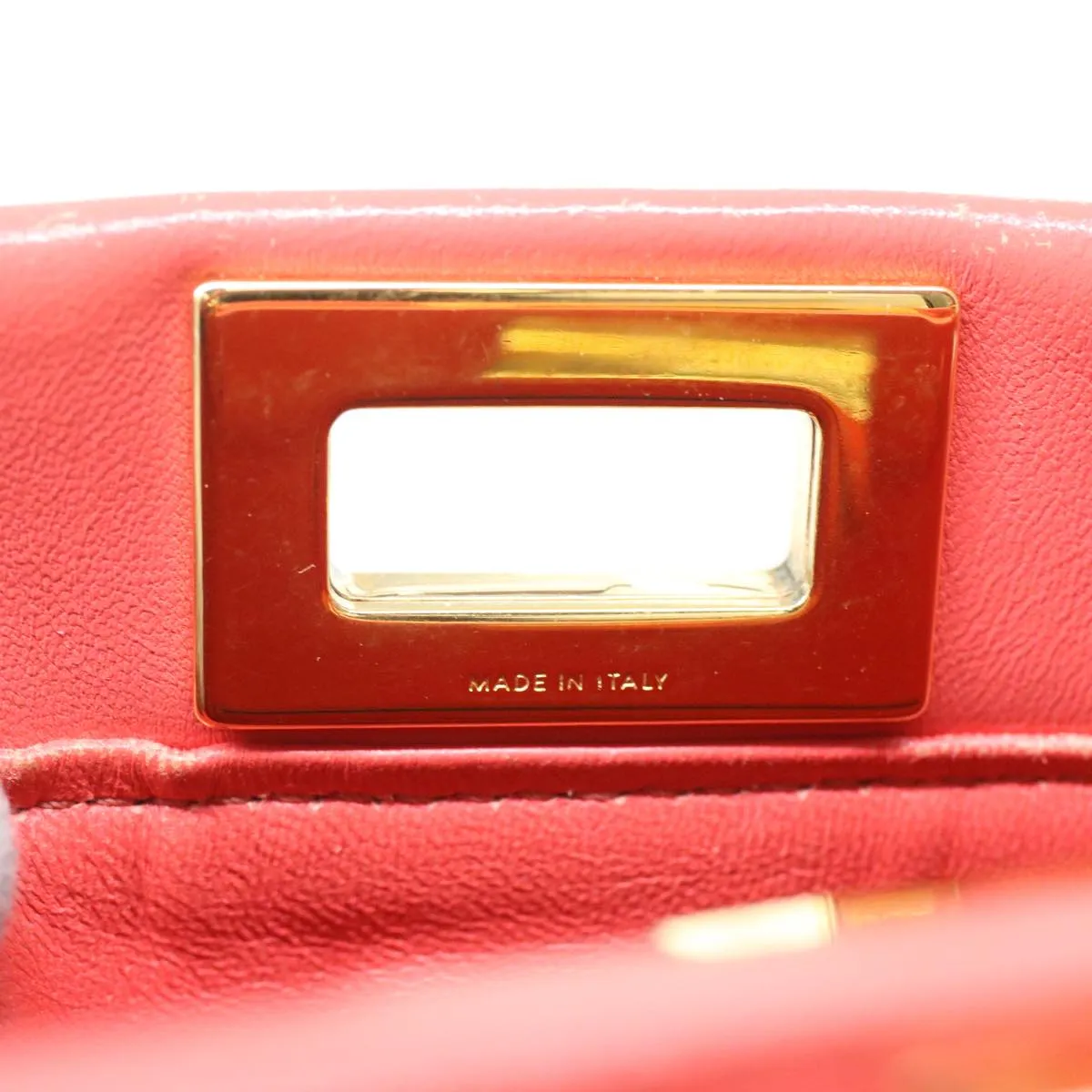 FENDI micro picaboo Hand Bag Leather 2way Orange  am3883