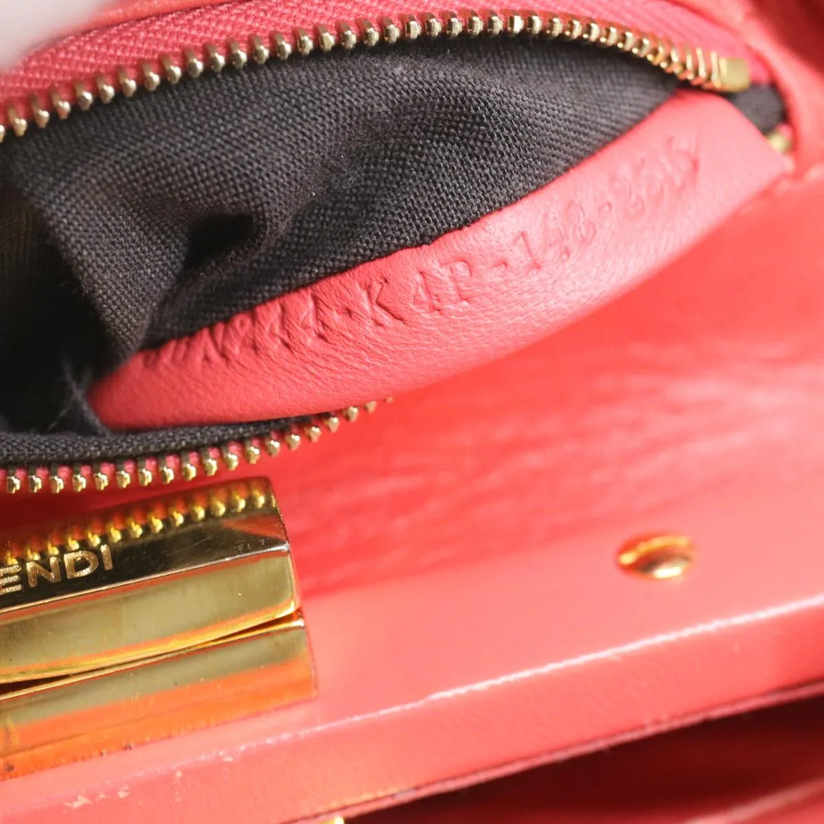 FENDI micro picaboo Hand Bag Leather 2way Orange  am3883