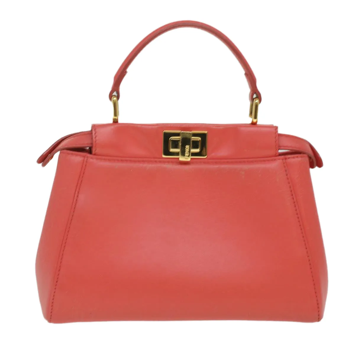 FENDI micro picaboo Hand Bag Leather 2way Orange  am3883