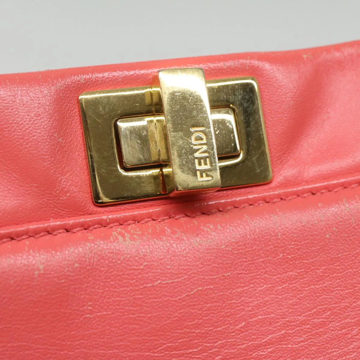FENDI micro picaboo Hand Bag Leather 2way Orange  am3883