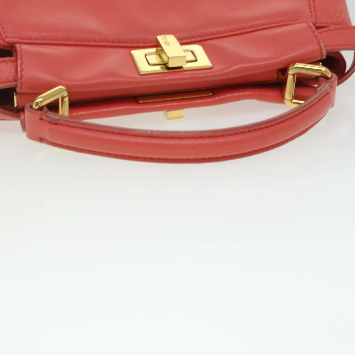 FENDI micro picaboo Hand Bag Leather 2way Orange  am3883