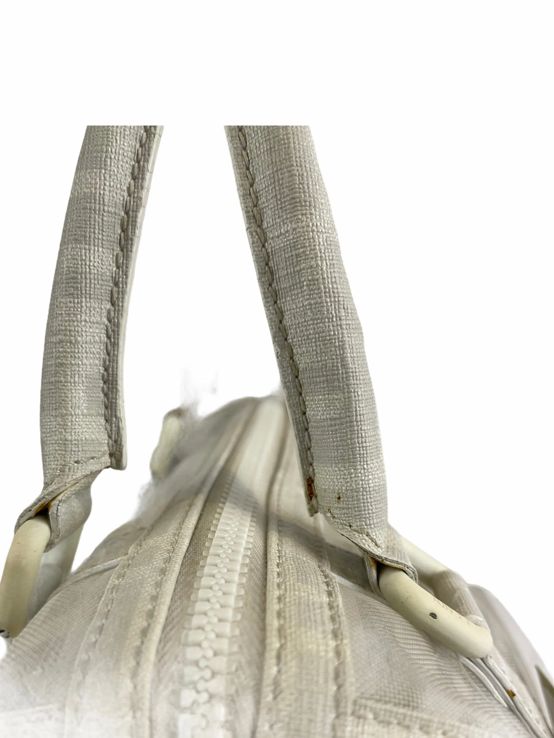 Fendi White Transparent Zucca Canvas baulotto forever rete