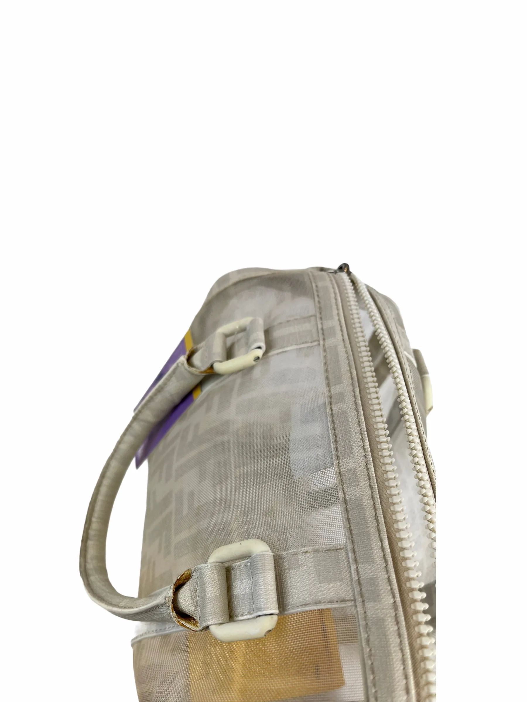 Fendi White Transparent Zucca Canvas baulotto forever rete