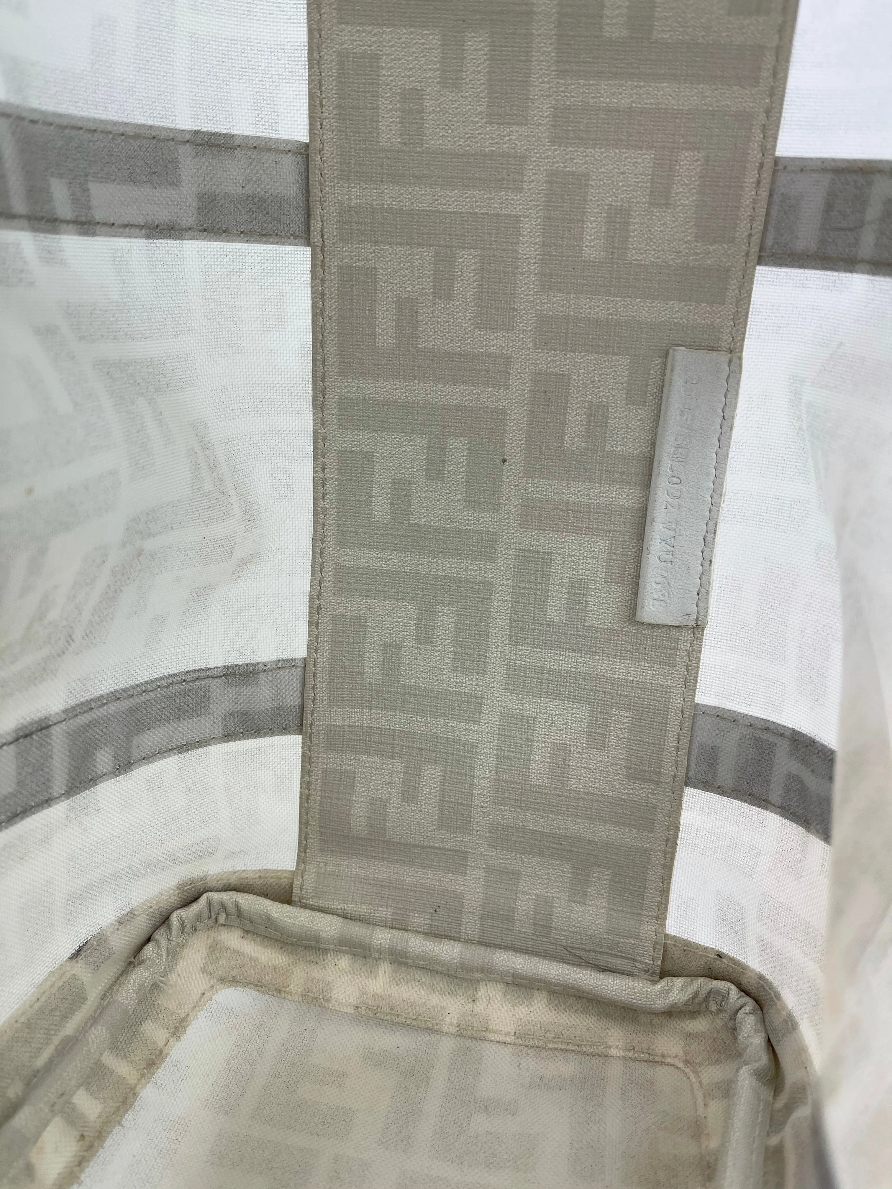Fendi White Transparent Zucca Canvas baulotto forever rete