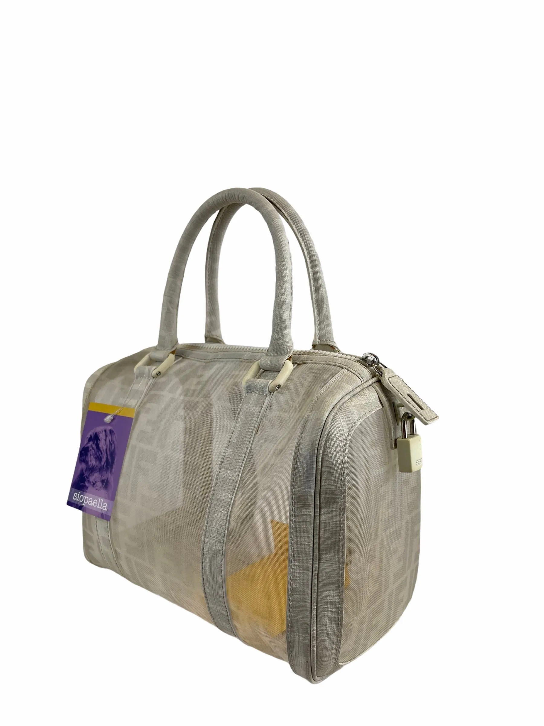 Fendi White Transparent Zucca Canvas baulotto forever rete