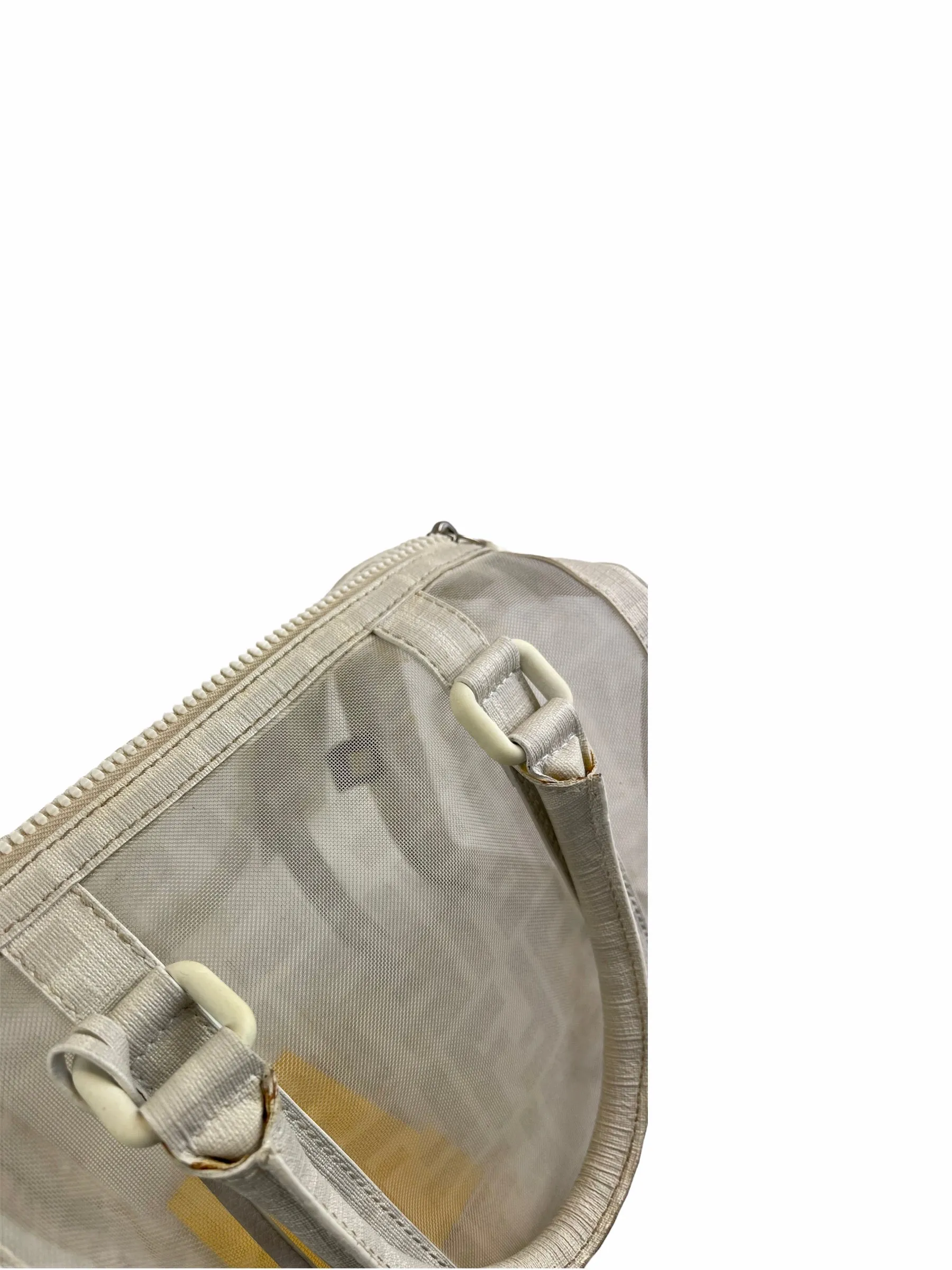Fendi White Transparent Zucca Canvas baulotto forever rete