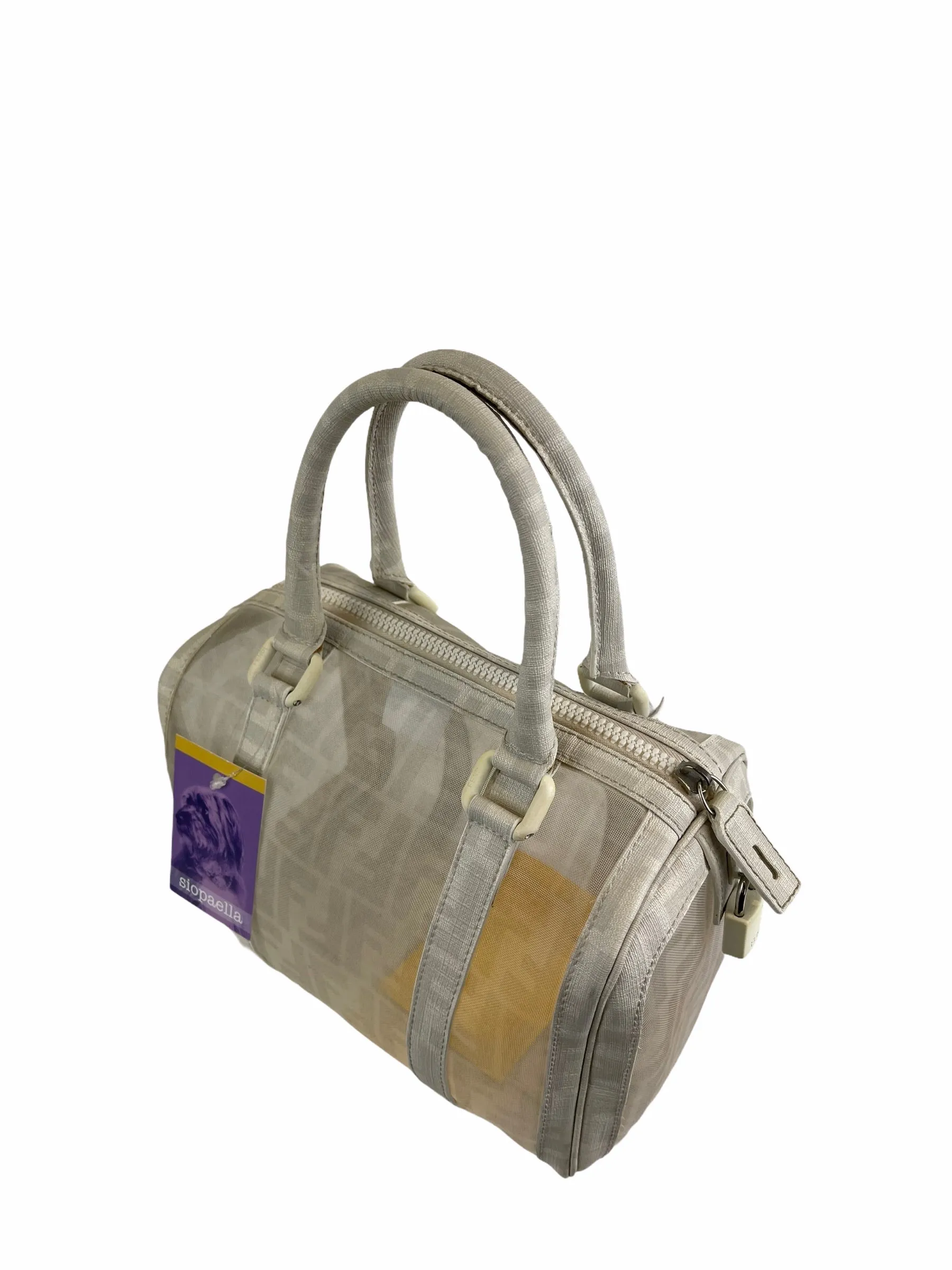 Fendi White Transparent Zucca Canvas baulotto forever rete