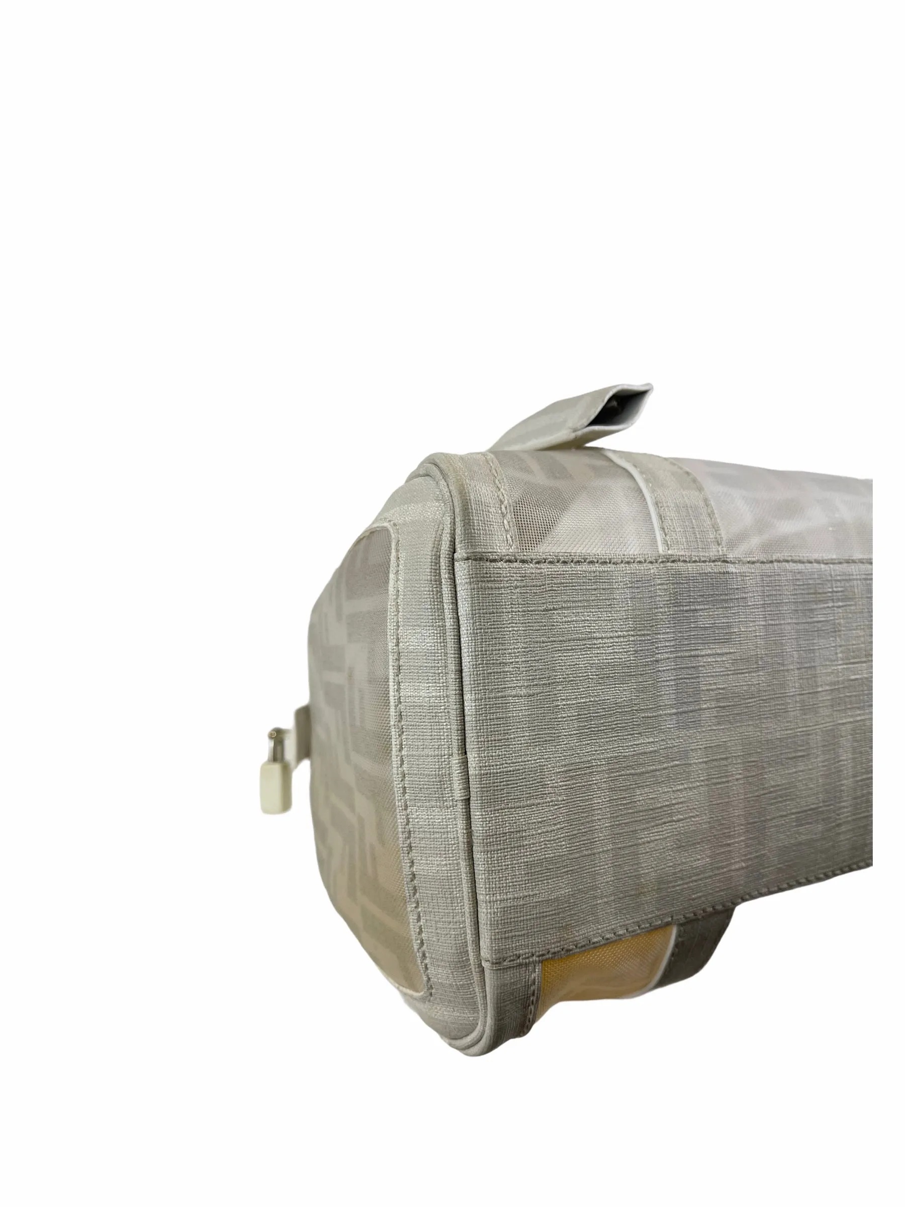 Fendi White Transparent Zucca Canvas baulotto forever rete