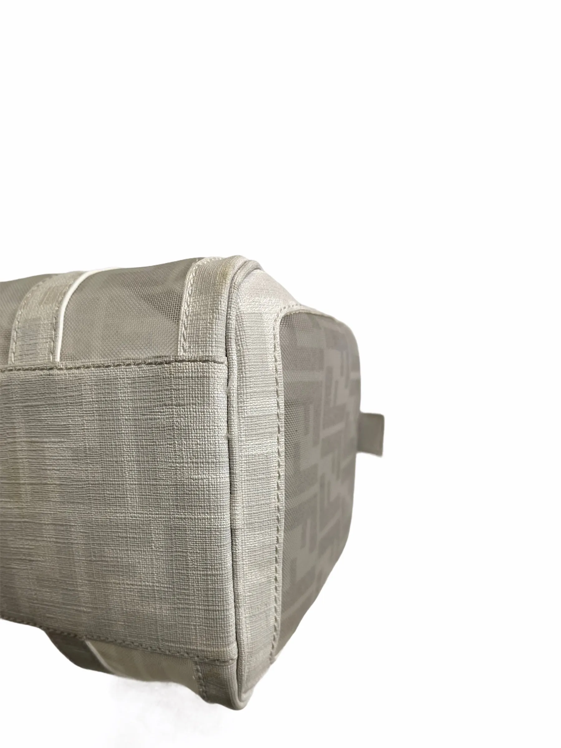 Fendi White Transparent Zucca Canvas baulotto forever rete