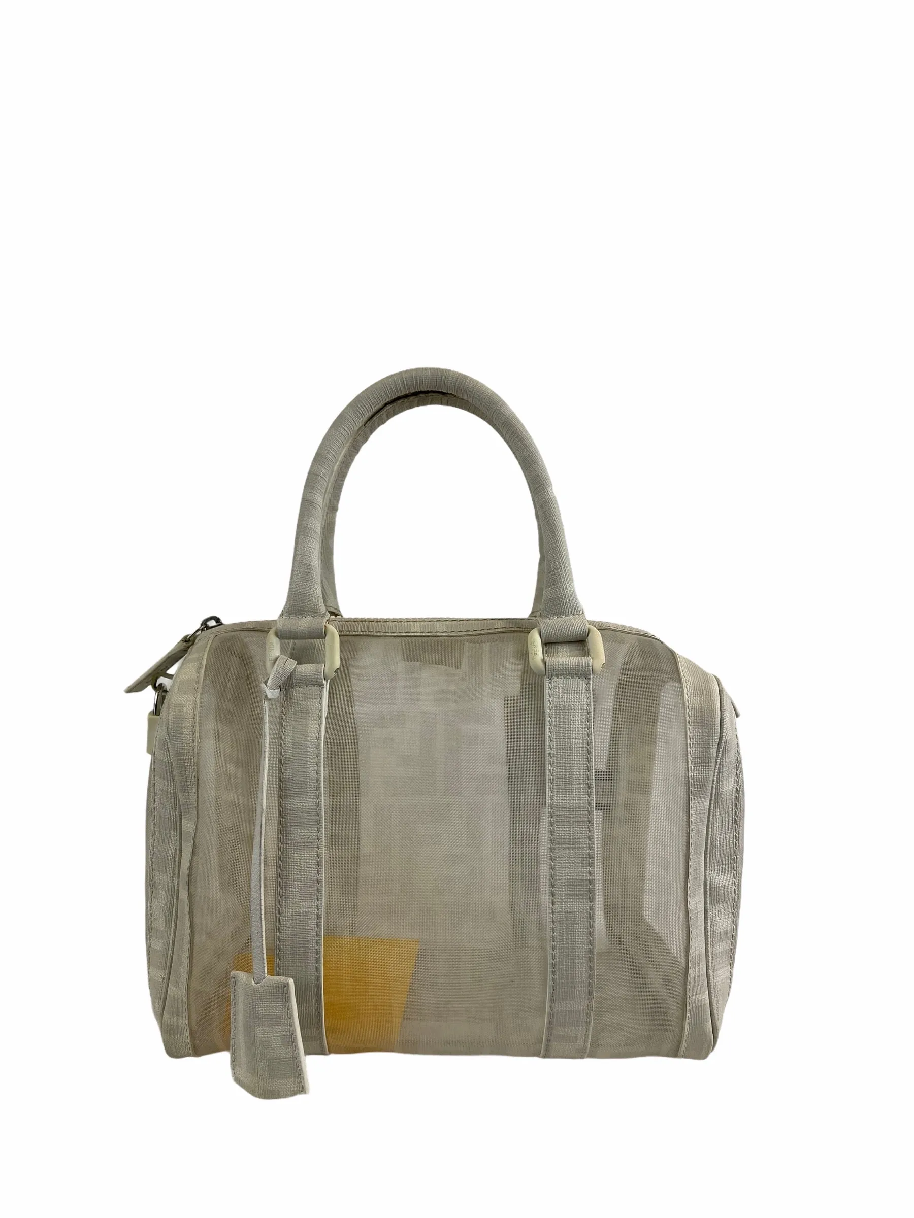 Fendi White Transparent Zucca Canvas baulotto forever rete