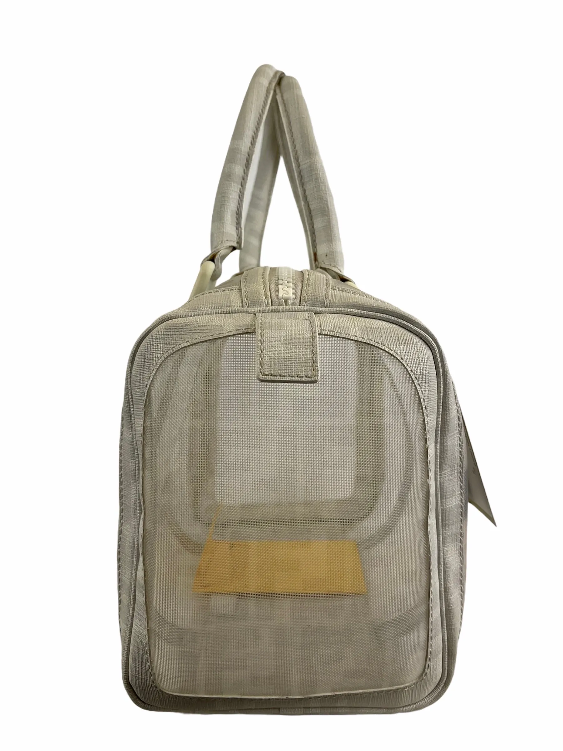 Fendi White Transparent Zucca Canvas baulotto forever rete