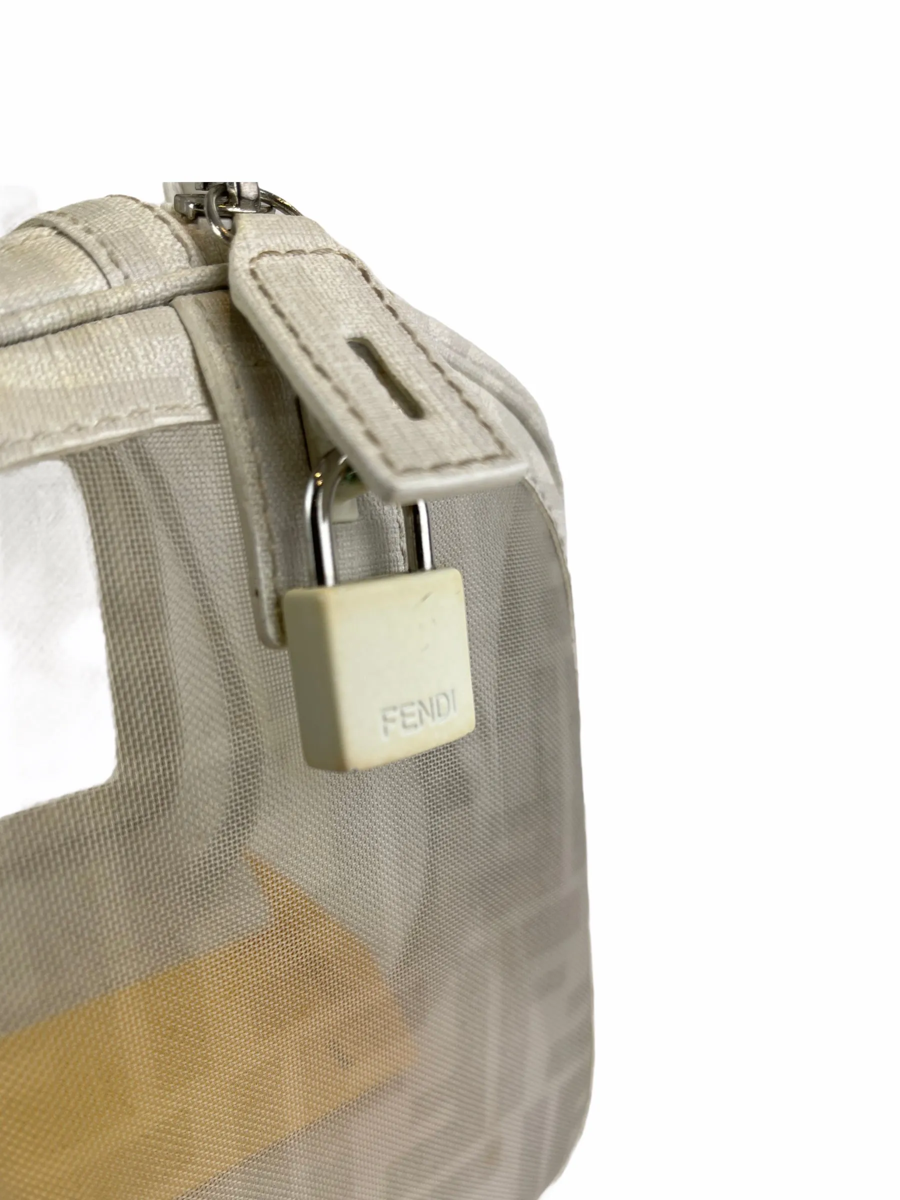 Fendi White Transparent Zucca Canvas baulotto forever rete