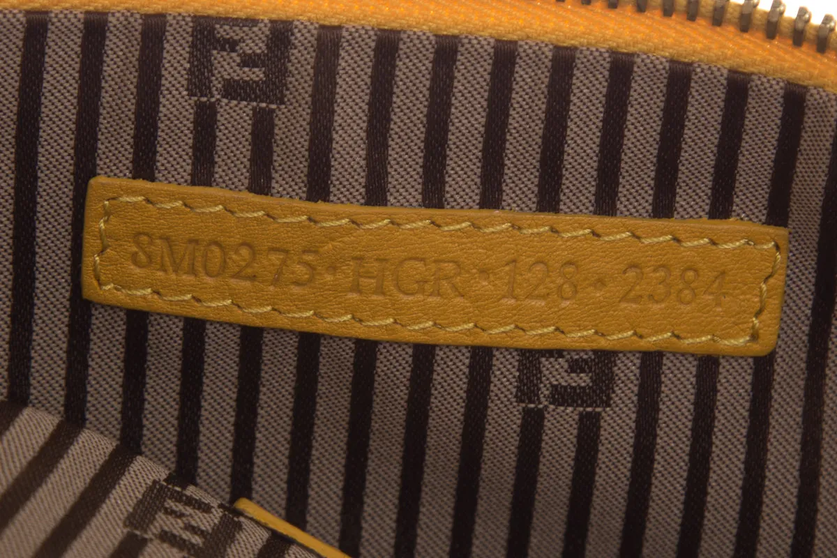 Fendi Yellow & Brown Leather Pouch