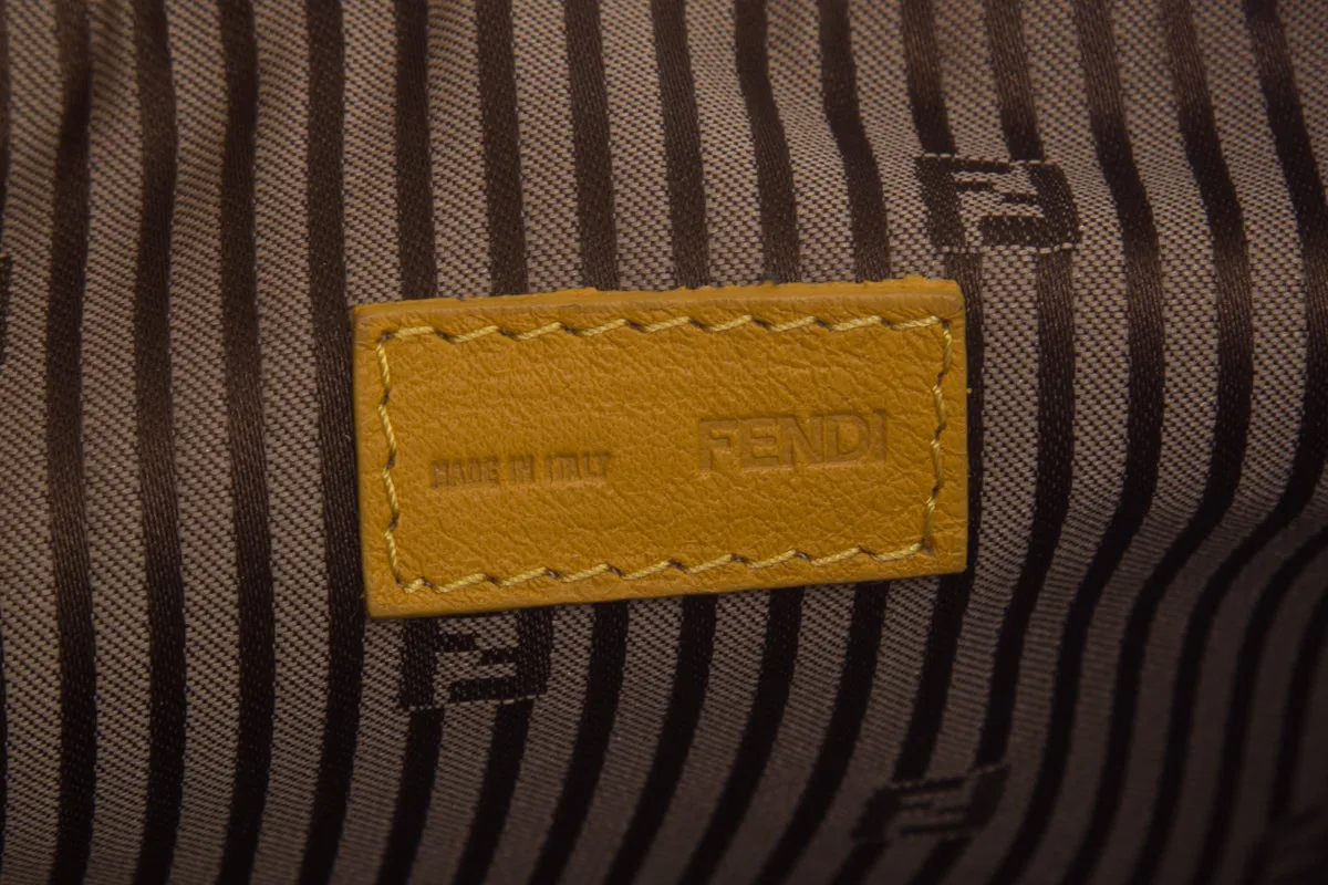 Fendi Yellow & Brown Leather Pouch