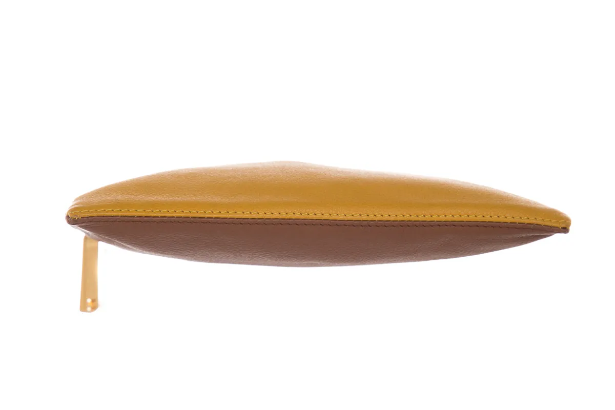 Fendi Yellow & Brown Leather Pouch