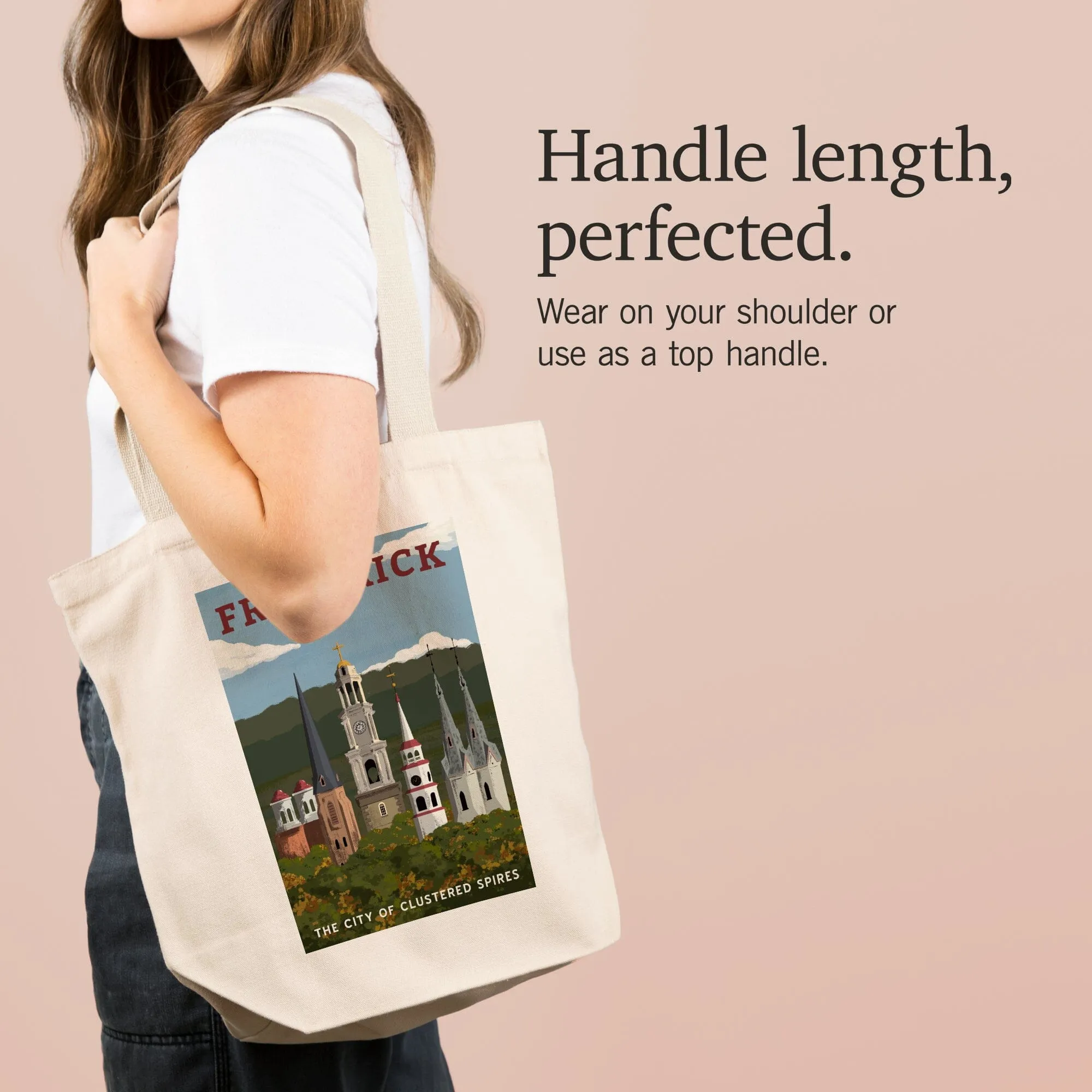 Frederick, Maryland, City of Clustered Spires, Lantern Press Artwork, Tote Bag