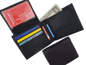 Genuine Lambskin Soft Leather Bifold Credit Card Wallet with Coin Pouch 59