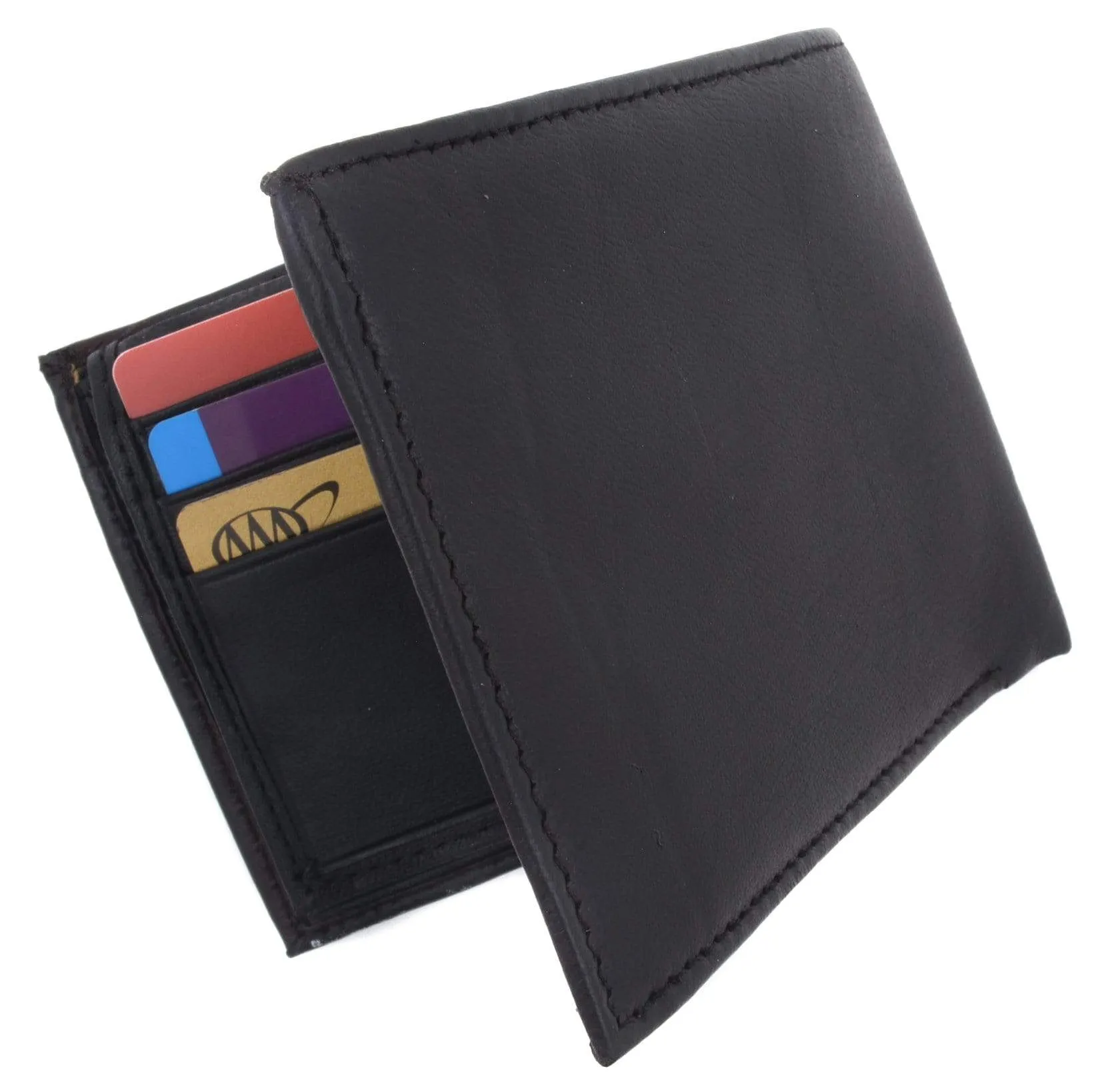 Genuine Lambskin Soft Leather Bifold Credit Card Wallet with Coin Pouch 59