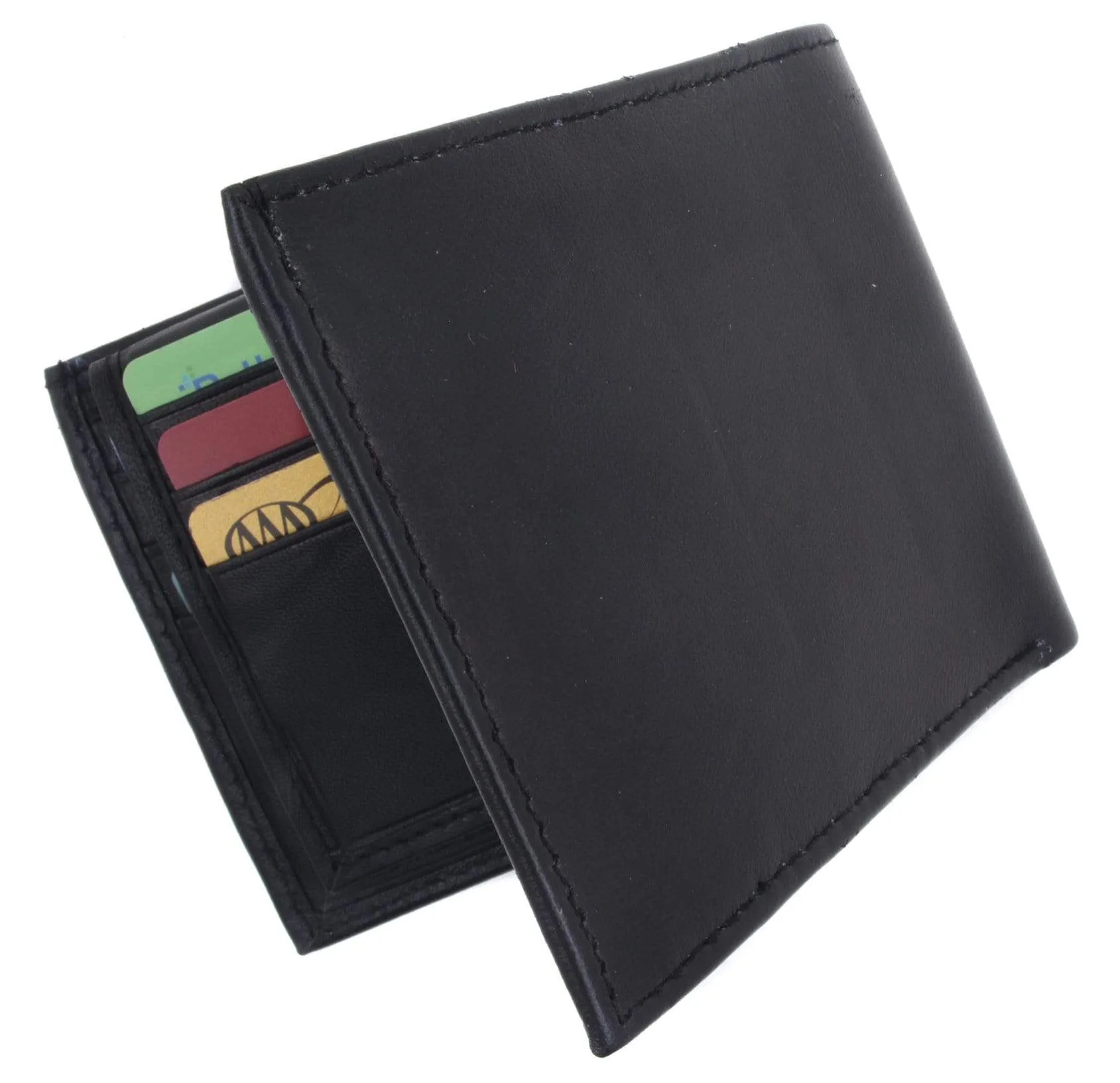 Genuine Lambskin Soft Leather Bifold Credit Card Wallet with Coin Pouch 59