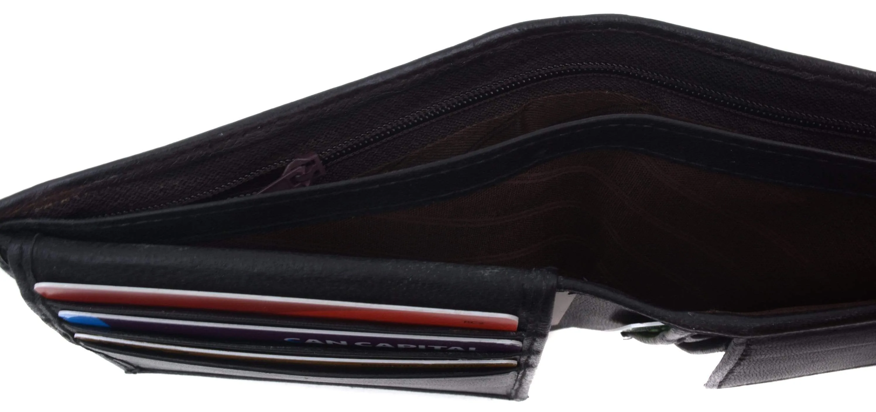 Genuine Lambskin Soft Leather Bifold Credit Card Wallet with Coin Pouch 59