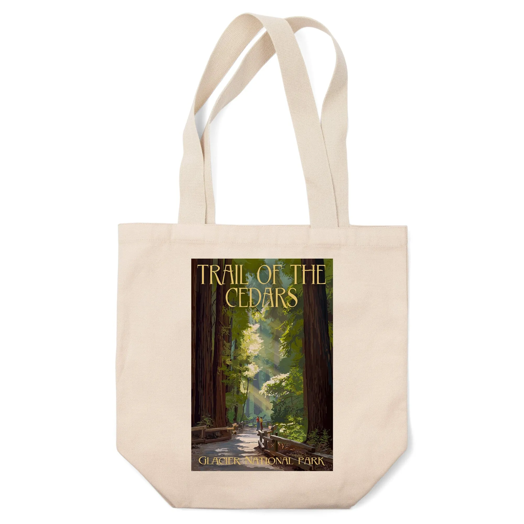 Glacier National Park, Montana, Trail of the Cedars, Lantern Press Artwork, Tote Bag