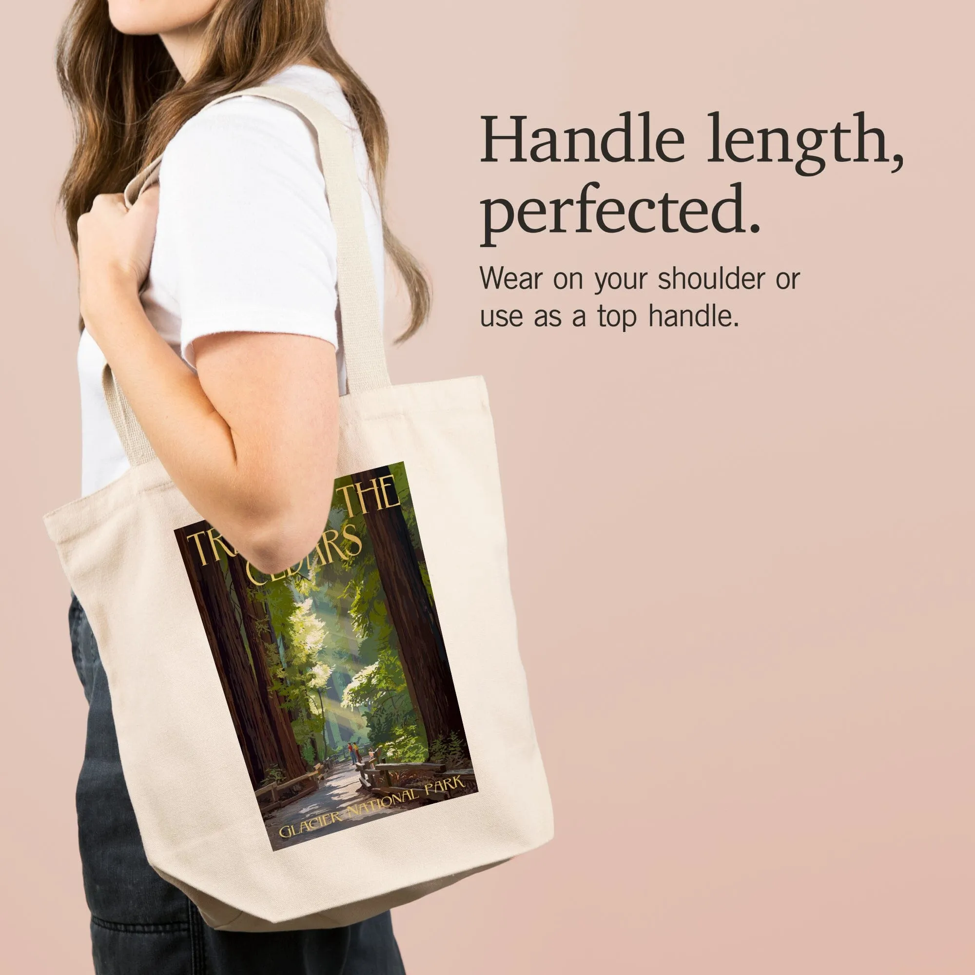 Glacier National Park, Montana, Trail of the Cedars, Lantern Press Artwork, Tote Bag