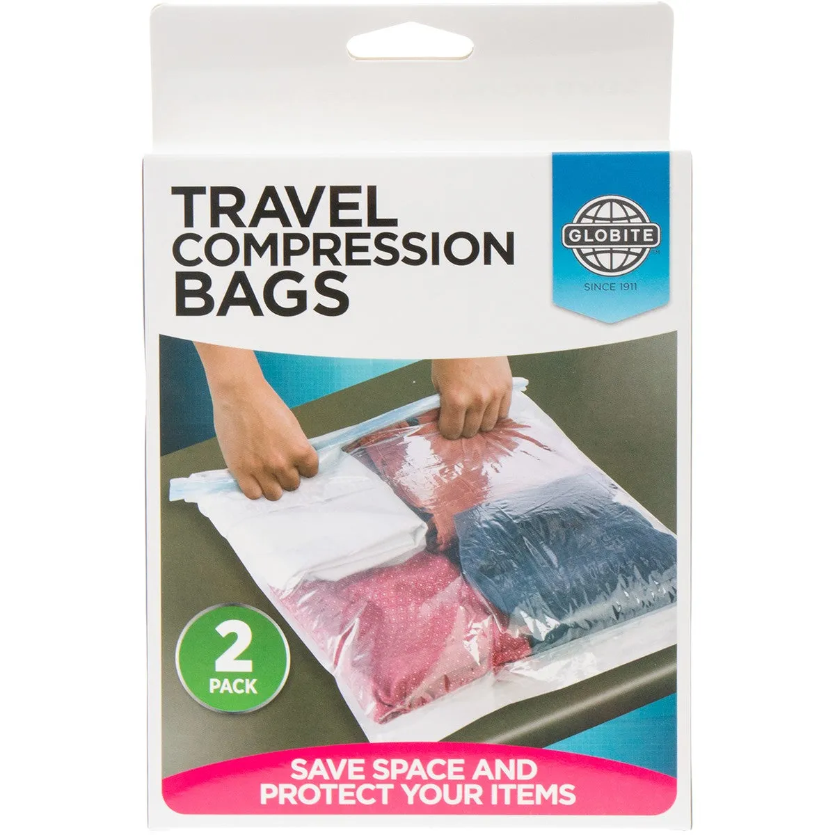 Globite Travel Compression Bags 2 Pack - Clear