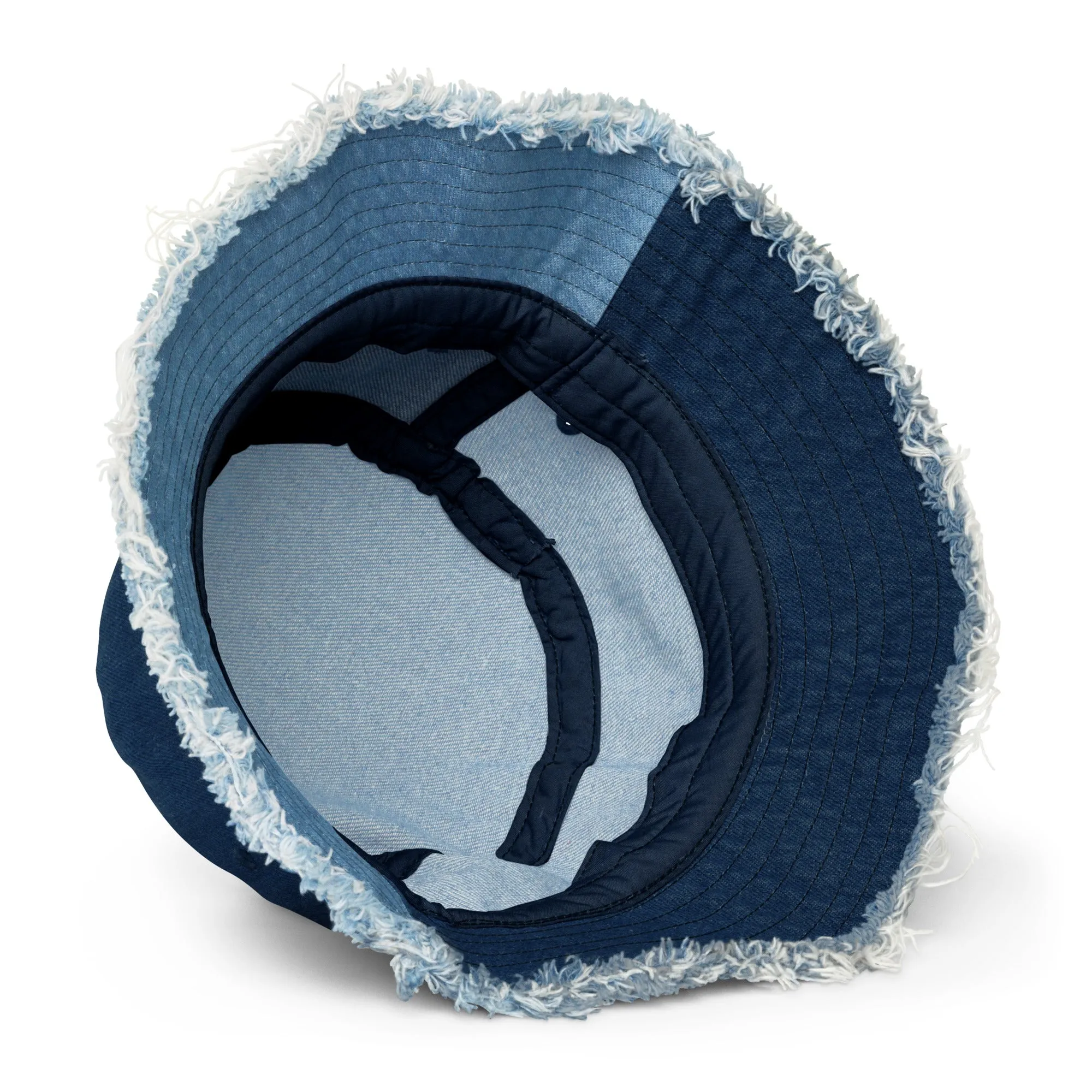Grumpy shag Distressed denim bucket hat