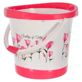 Heart Home Bucket|Plastic Bucket for Bathroom|Tulip Flower Bucket for Bathing|Unbreakable Bucket with Handle|18 Liter (Pink)