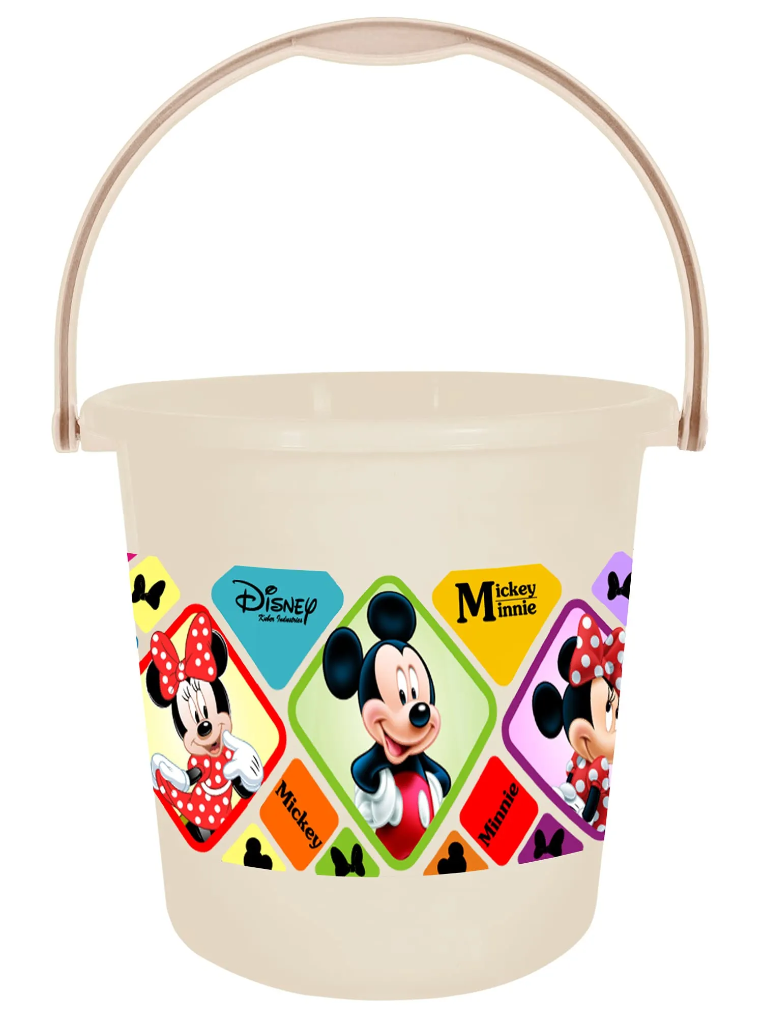 Heart Home Disney Minnie Mickey Print Multipurpose Plastic Bucket,18 LTR-Pack of 2 (Cream)