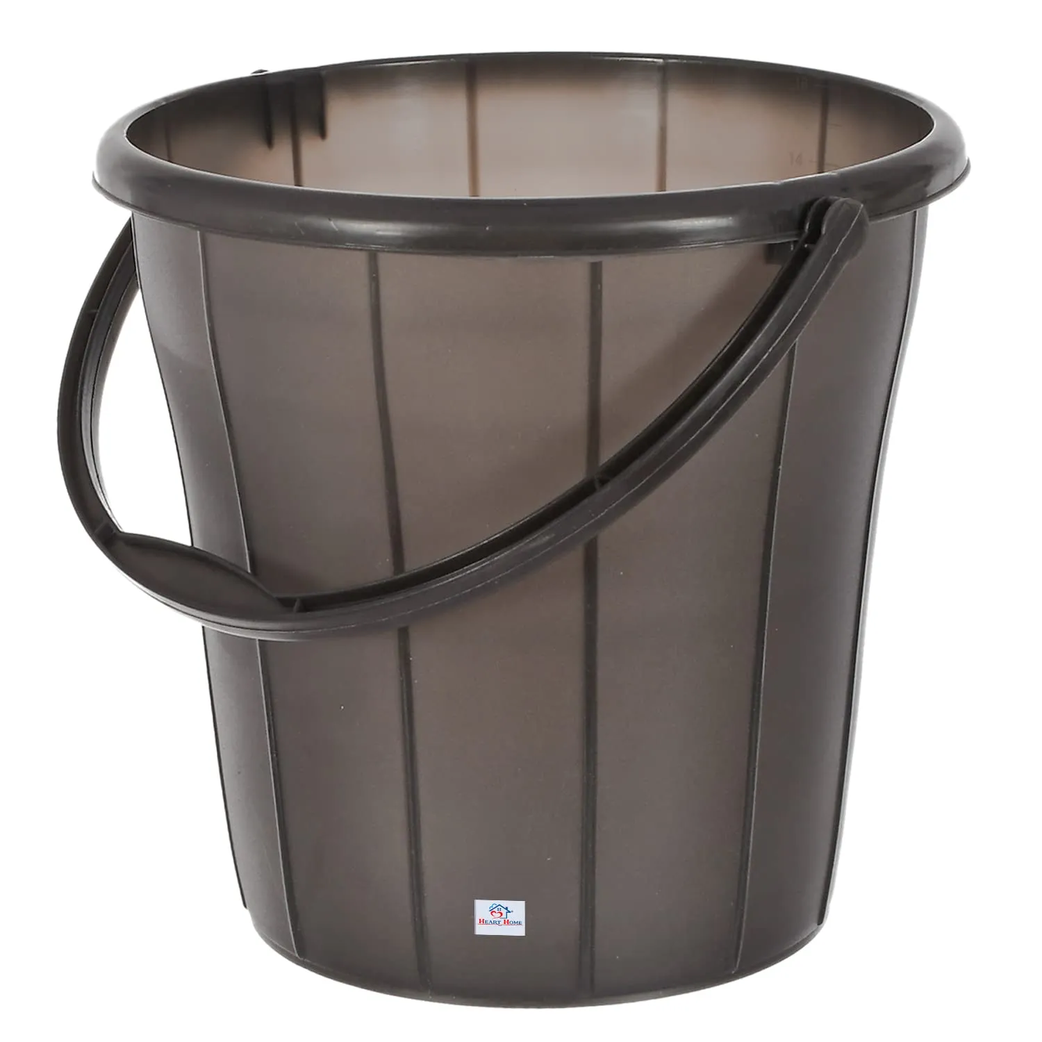 Heart Home Multiuses Plastic Bucket With Handle & Measuring Scale, 16 litre- Pack of 2 (Black)-46HH0325