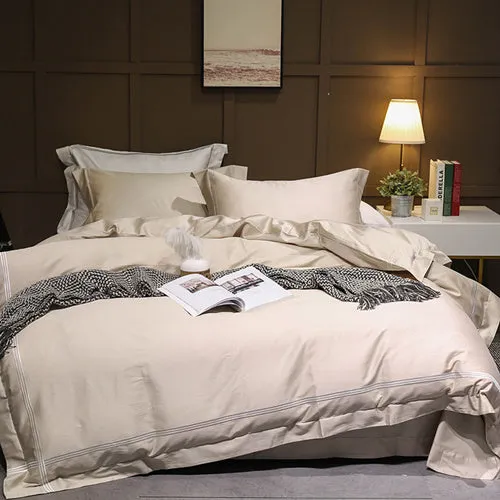 High Quality Egyptian Cotton Duvet Cover Set Grey White Beige Bedding Set