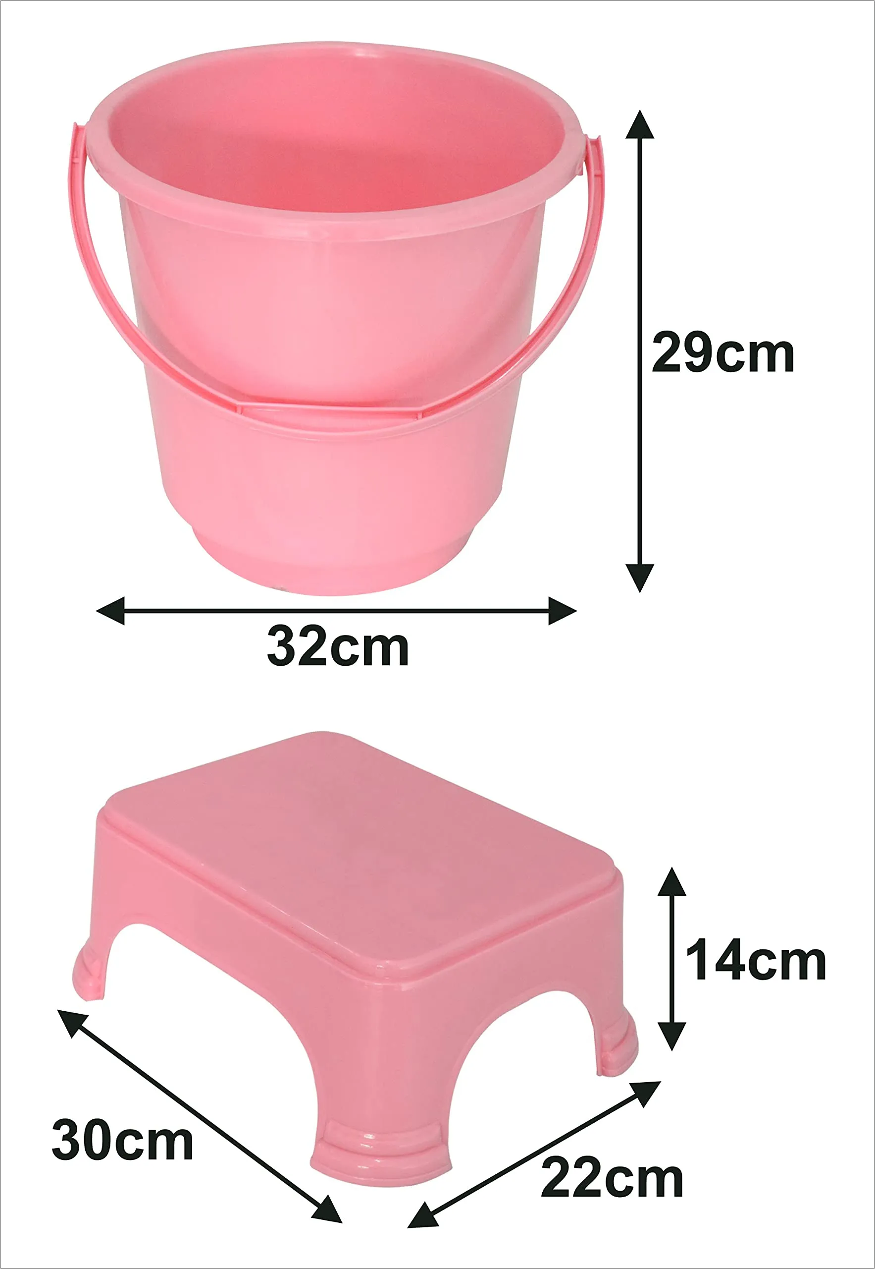 Kuber Industries 2 Pieces Plastic Bucket & Stool Set (Pink)