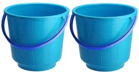 Kuber Industries 2 Pieces Unbreakable Strong Plastic Bathroom Bucket 13 LTR (Blue) - CTKTC037905