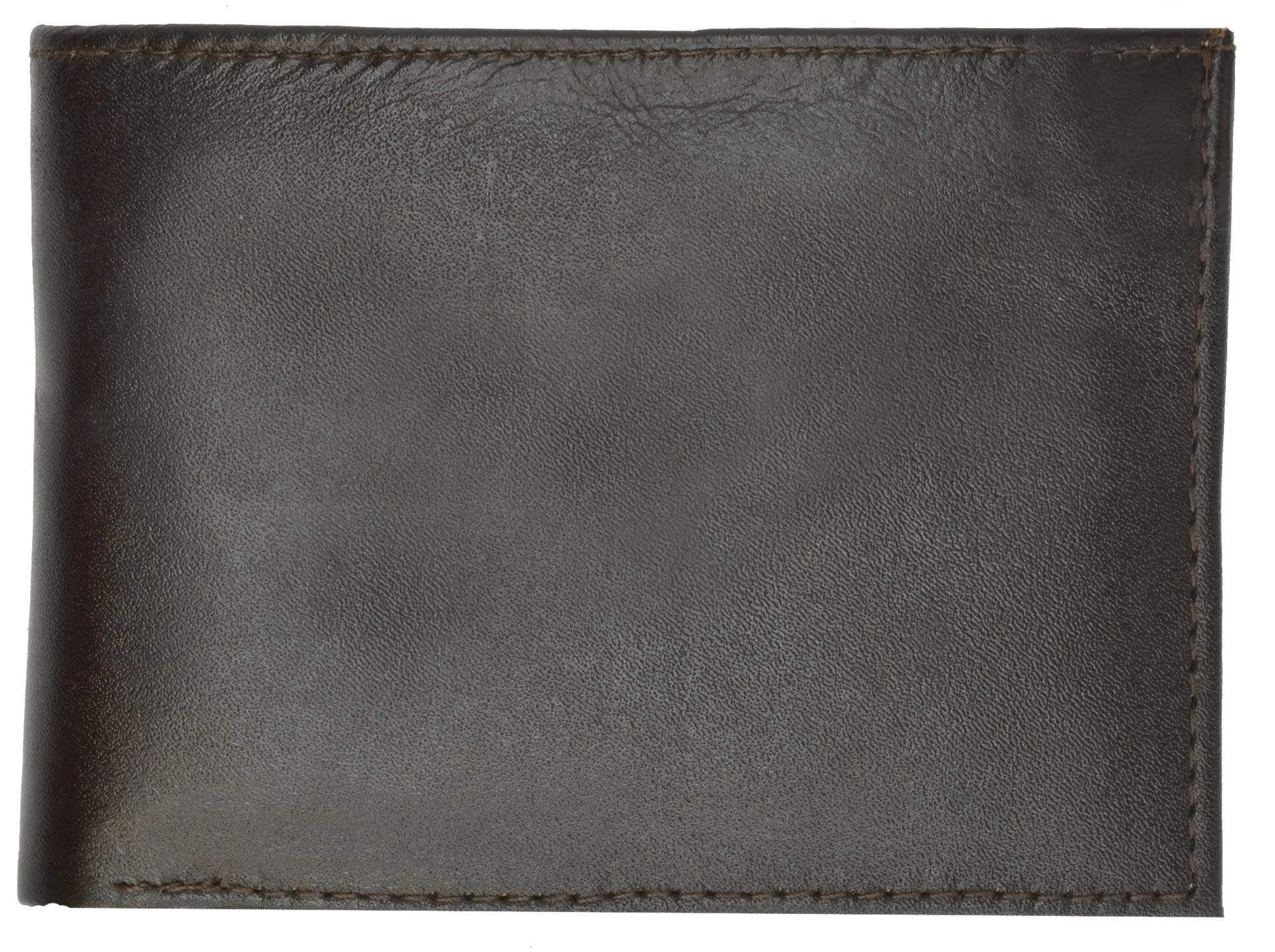 Lamb Leather Flap Up ID Card Holder W/Zippered Compartment Bifold Wallet 3053