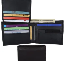 Lamb Leather Flap Up ID Card Holder W/Zippered Compartment Bifold Wallet 3053