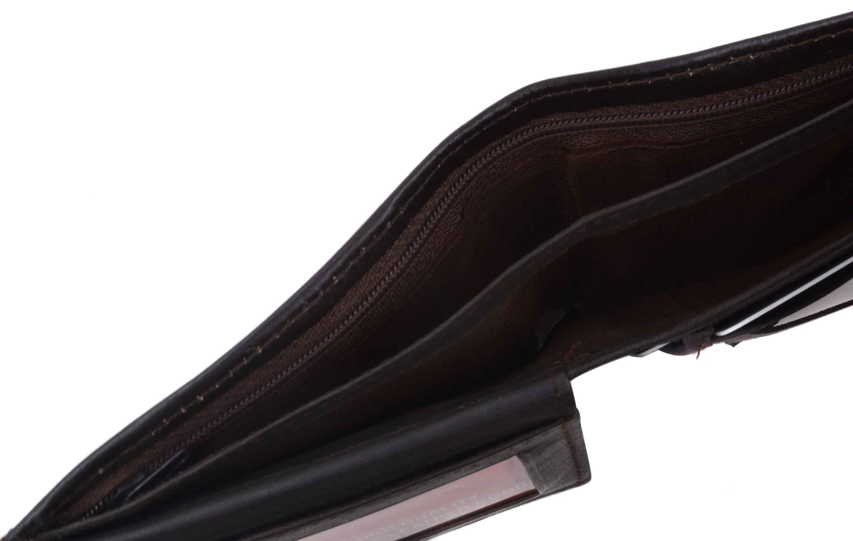 Lamb Leather Flap Up ID Card Holder W/Zippered Compartment Bifold Wallet 3053