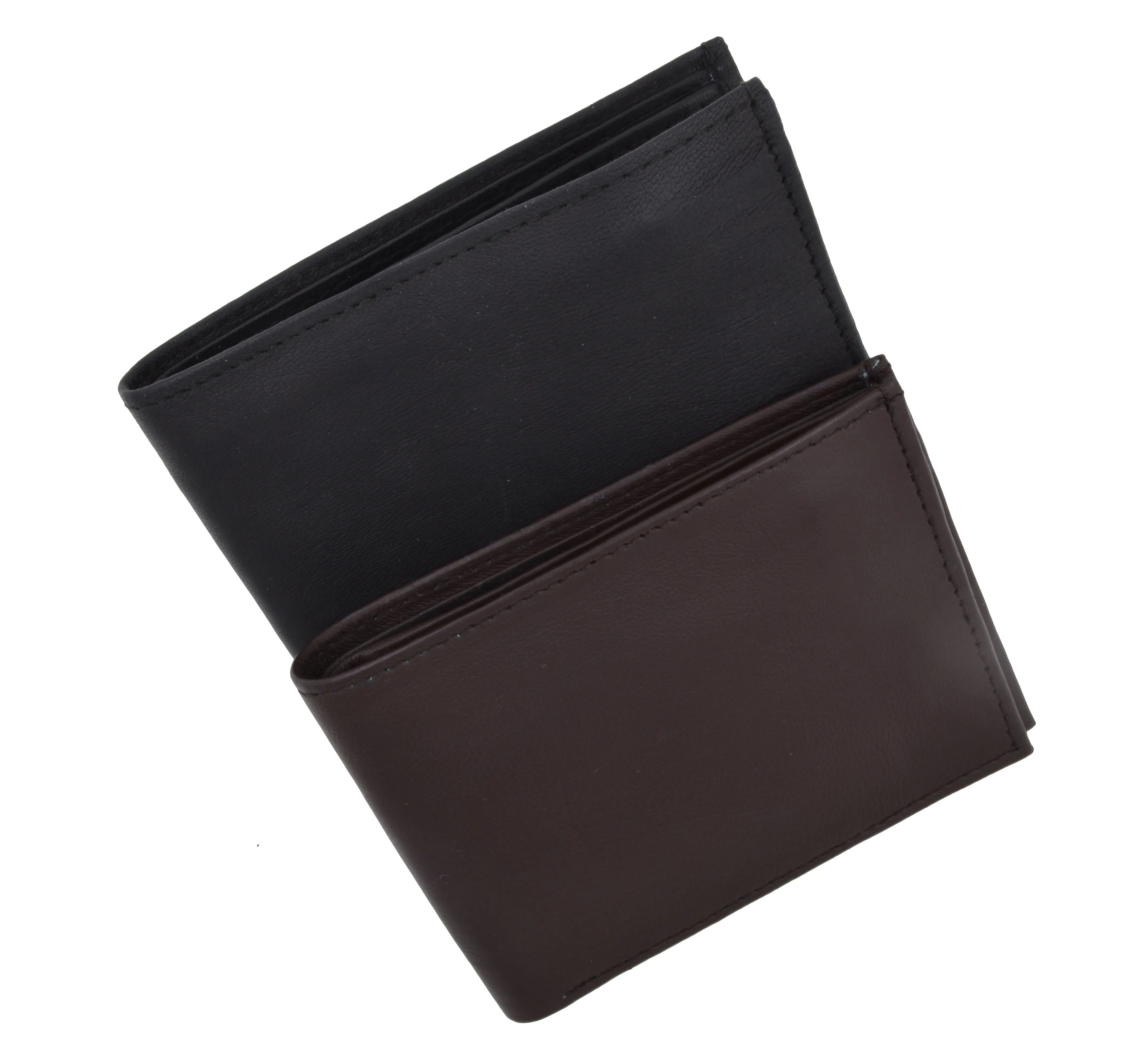 Lambskin Leather Mens Wallet with Center Flap and ID Window 1152