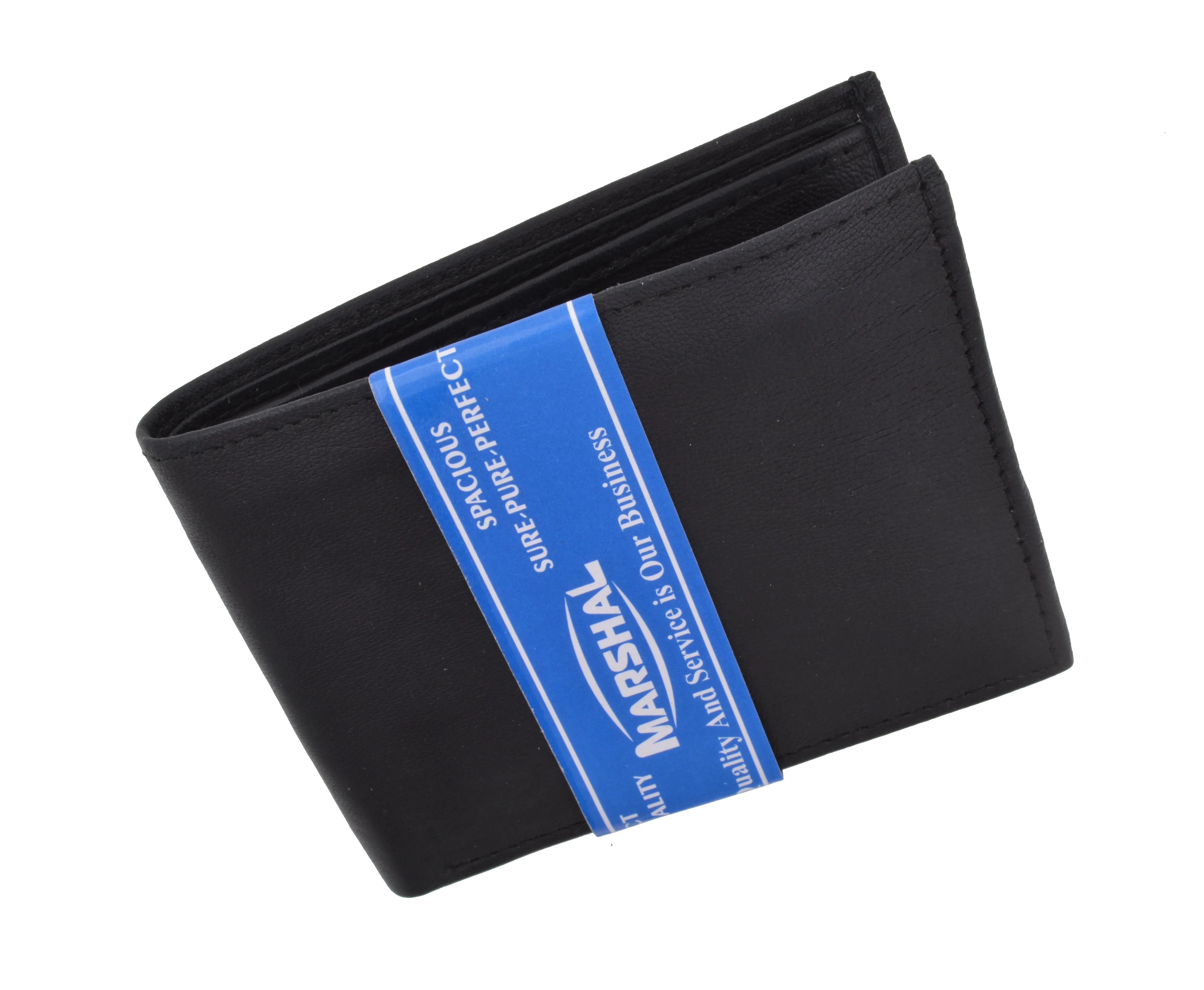 Lambskin Leather Mens Wallet with Center Flap and ID Window 1152