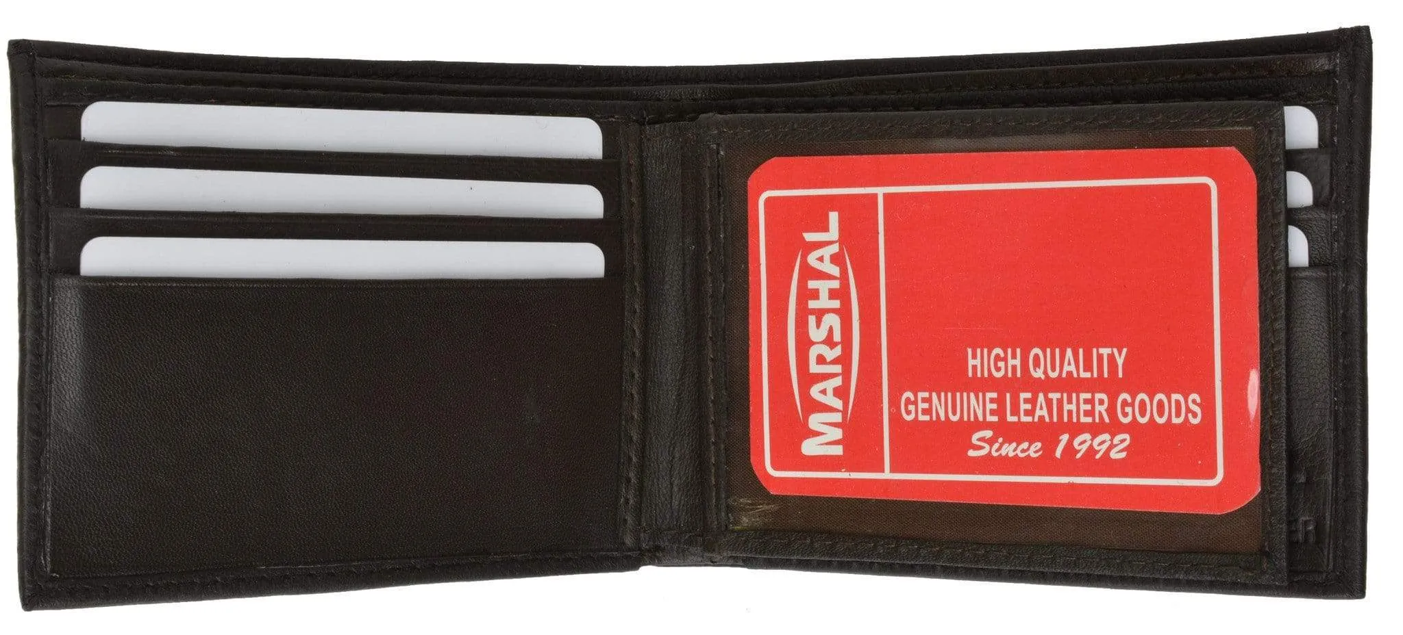 Lambskin Leather Mens Wallet with Center Flap and ID Window 1152