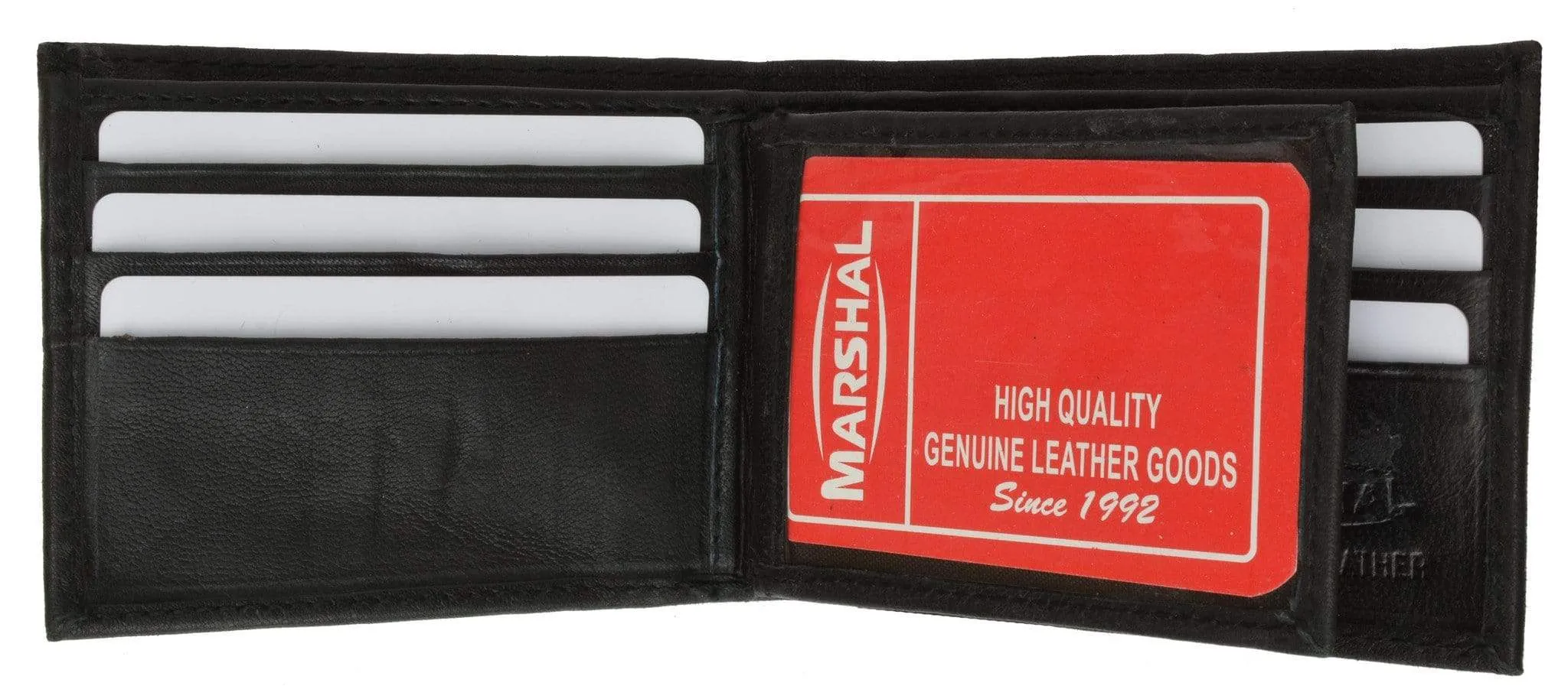Lambskin Leather Mens Wallet with Center Flap and ID Window 1152