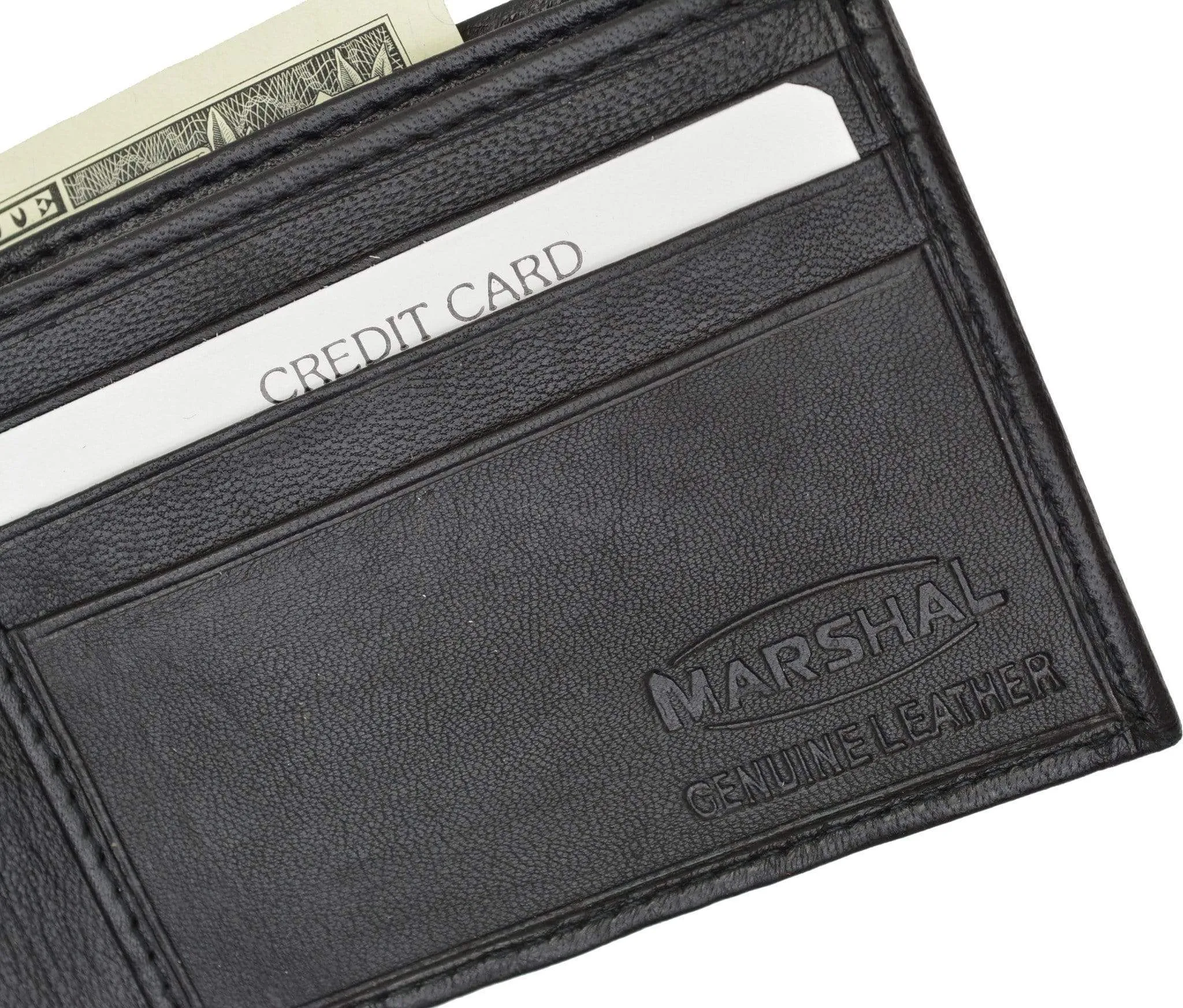 Lambskin Leather Mens Wallet with Center Flap and ID Window 1152
